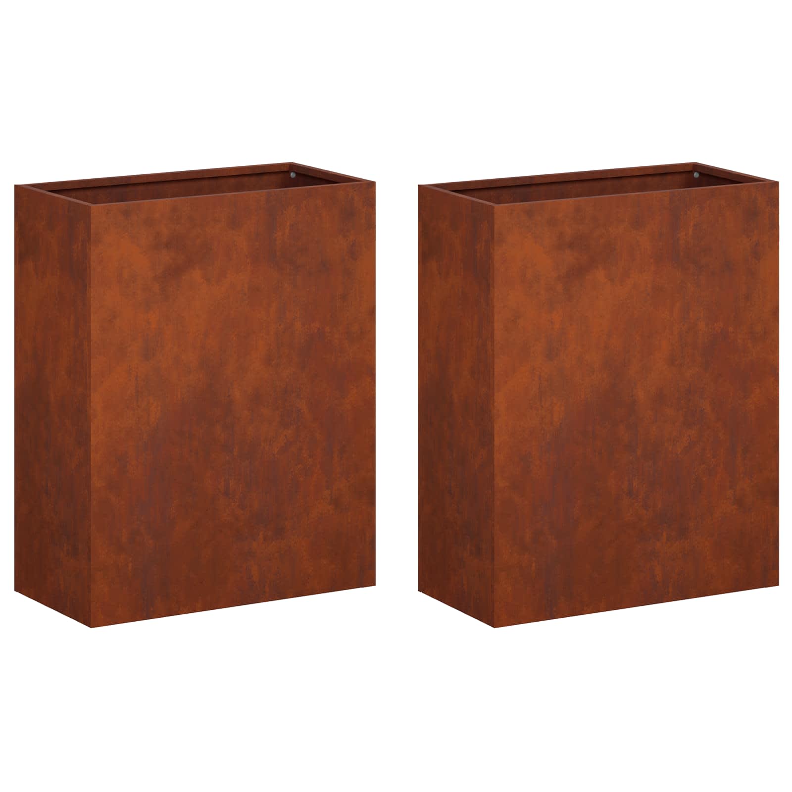 Kerti cserép 2 db rozsdás 40 x 20 x 50 cm időjárásálló acél