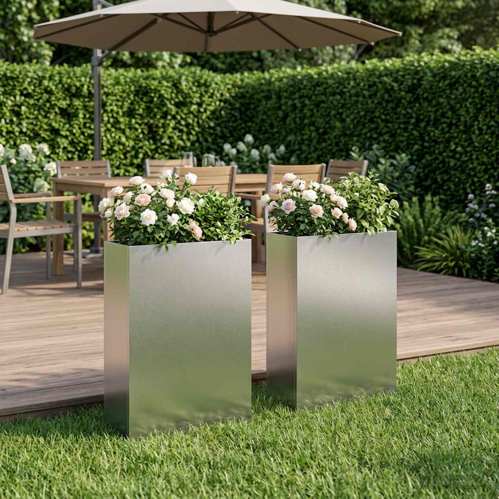 Kerti cserép 2 db ezüst 40 x 20 x 75 cm rozsdamentes acél