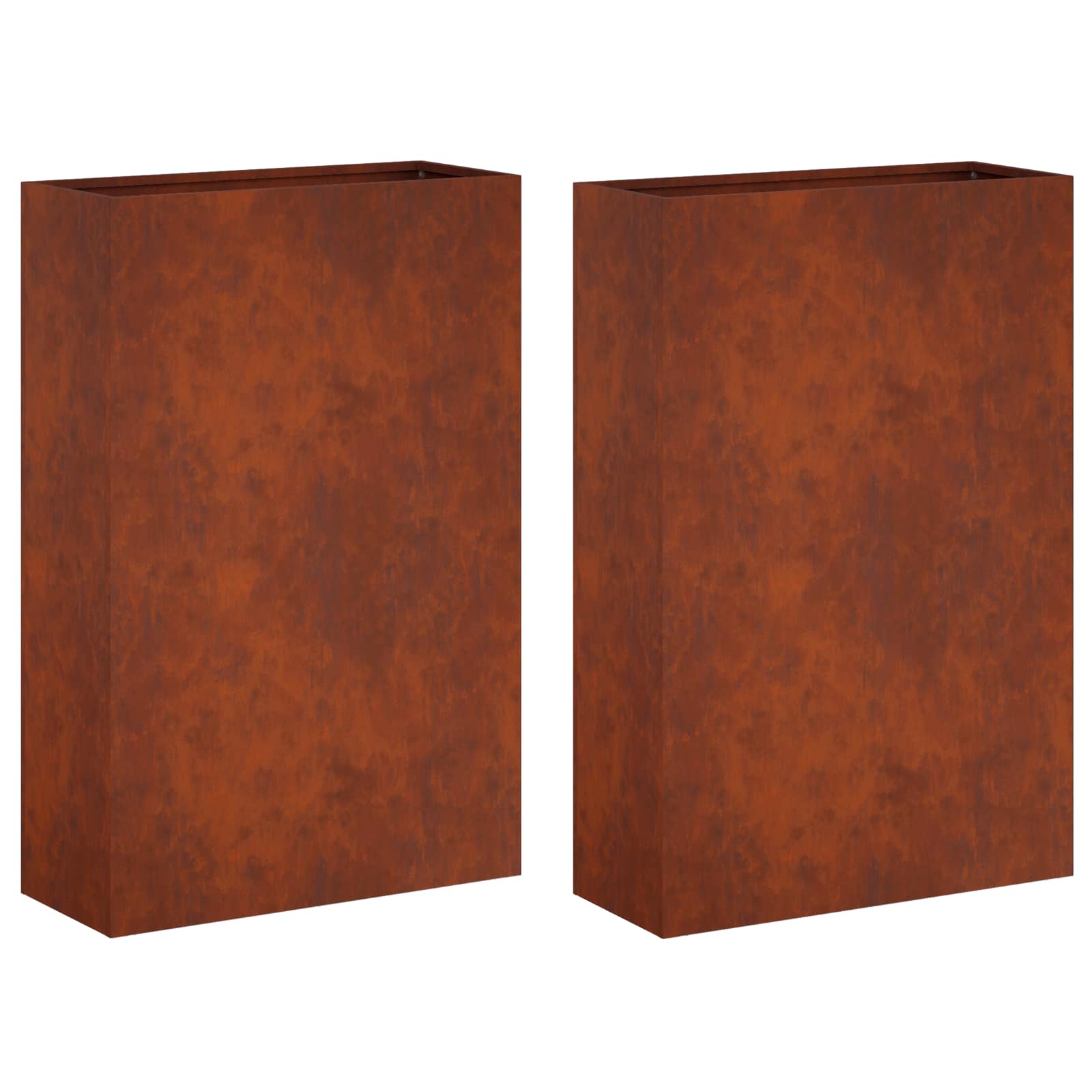 Kerti cserép 2 db rozsdás 40 x 20 x 75 cm időjárásálló acél