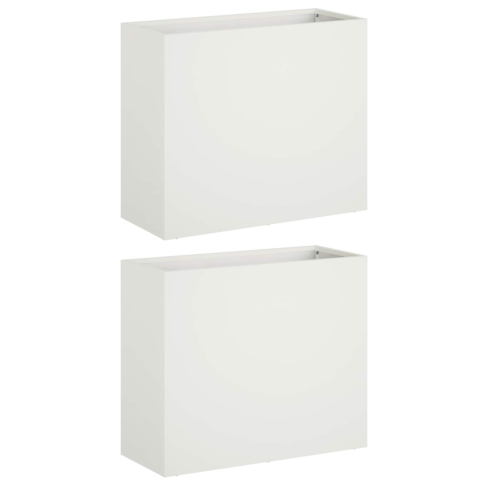 Kerti cserép 2 db fehér 50 x 20 x 40 cm hidegen hengerelt acél