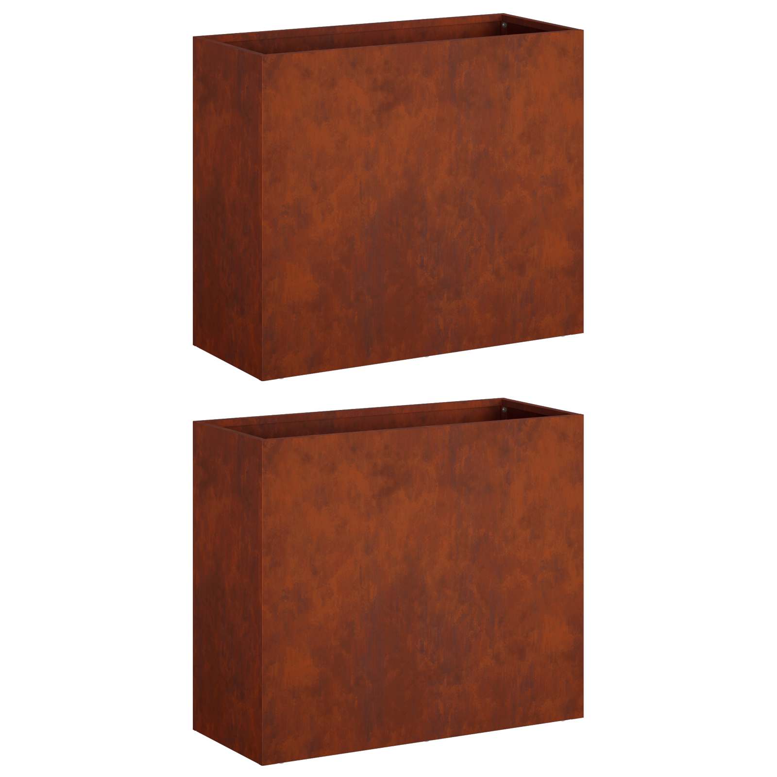 Kerti cserép 2 db rozsdás 50 x 20 x 40 cm időjárásálló acél