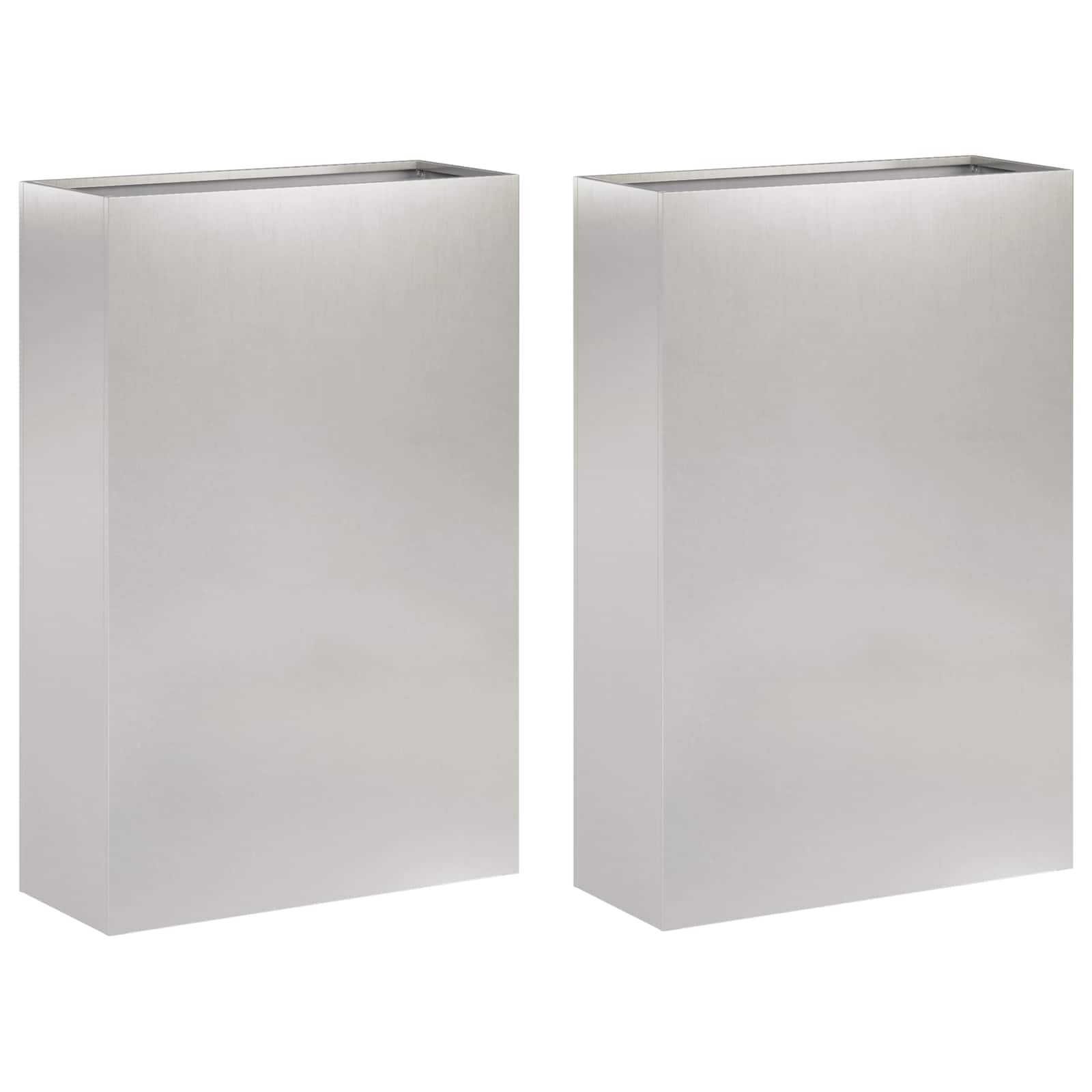 Kerti cserép 2 db ezüst 50 x 20 x 75 cm rozsdamentes acél