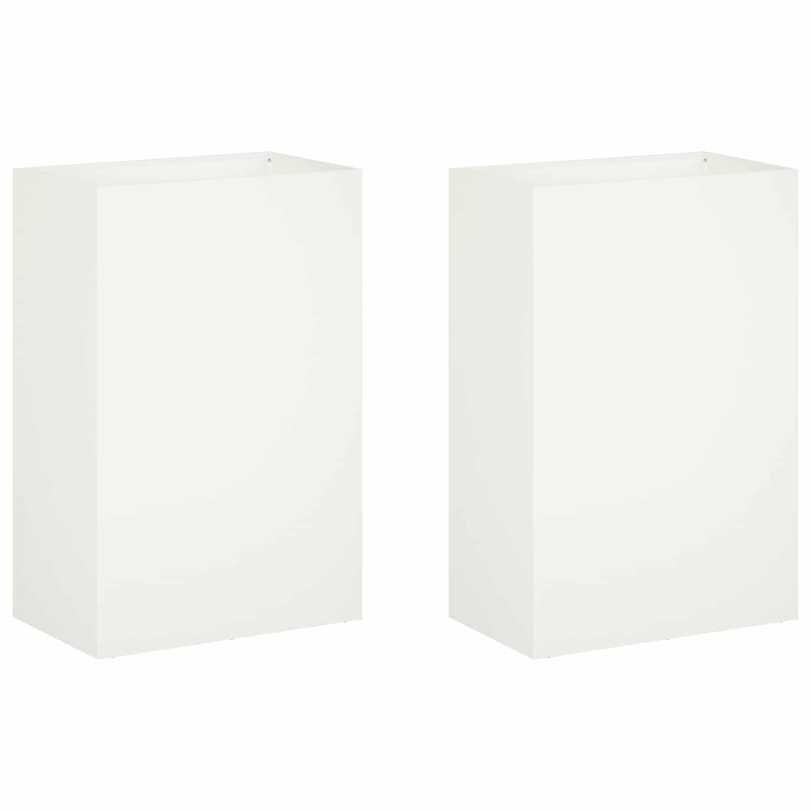Kerti cserép 2 db fehér 40 x 30 x 75 cm hidegen hengerelt acél