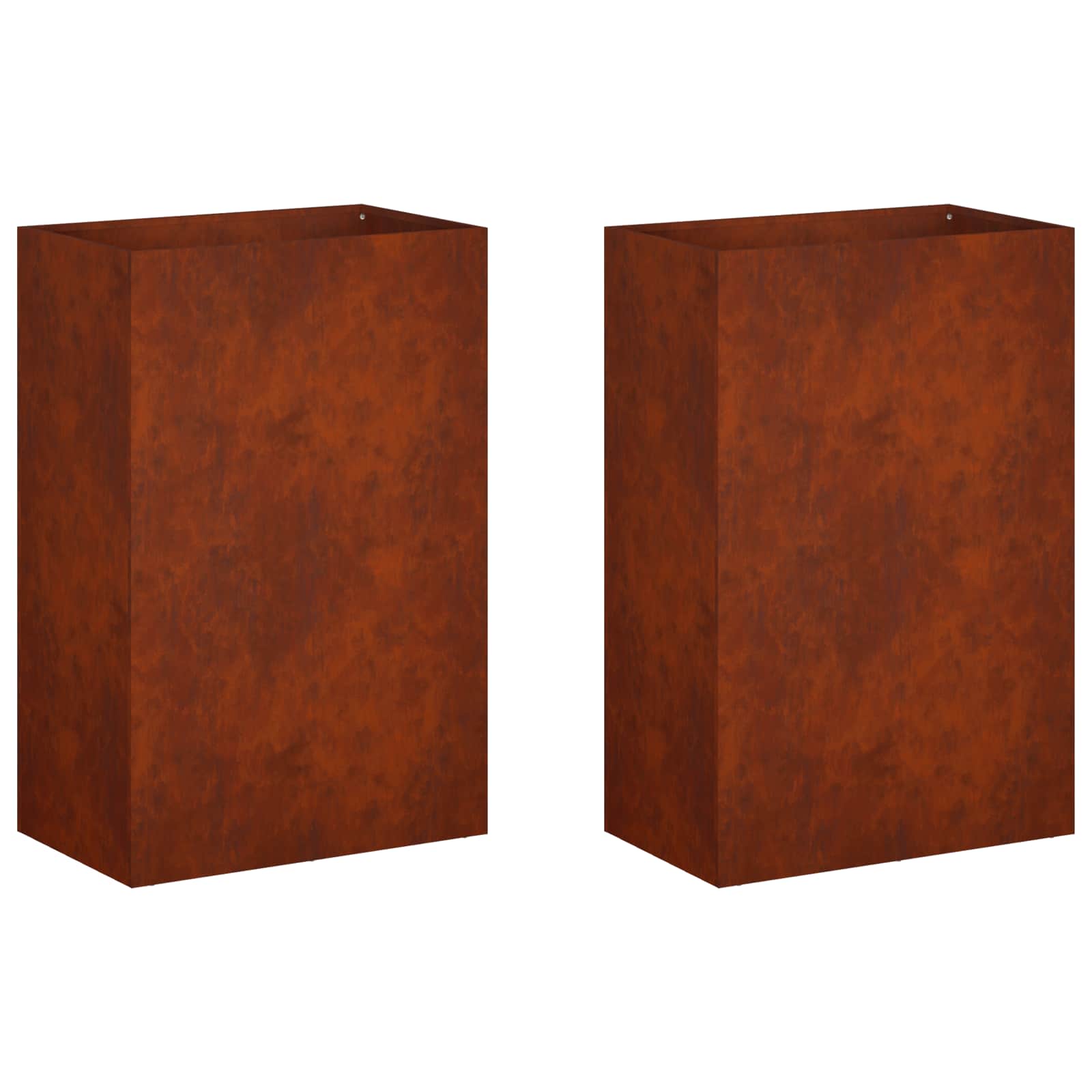 Kerti cserép 2 db rozsdás 40 x 30 x 75 cm időjárásálló acél