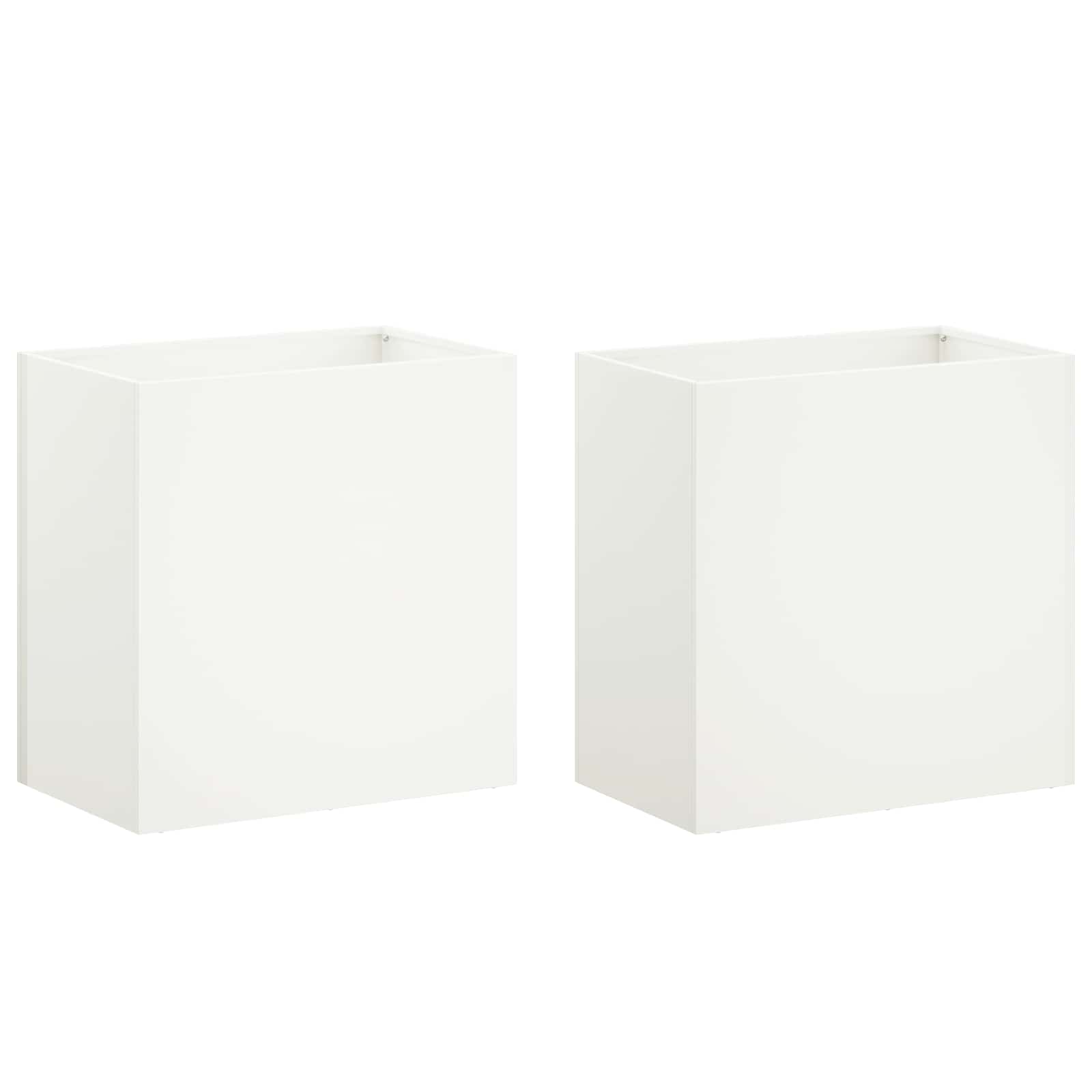 Kerti cserép 2 db fehér 50 x 30 x 40 cm hidegen hengerelt acél