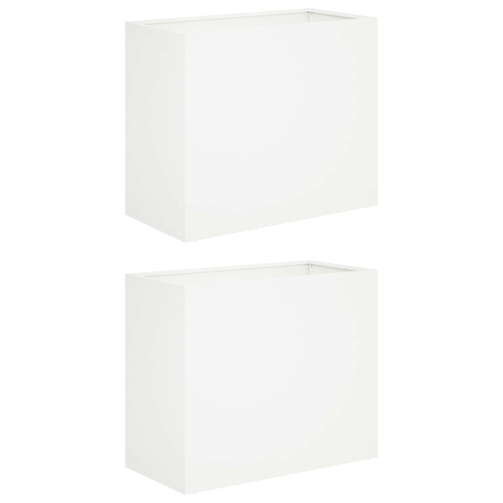 Kerti cserép 2 db fehér 60 x 30 x 40 cm hidegen hengerelt acél
