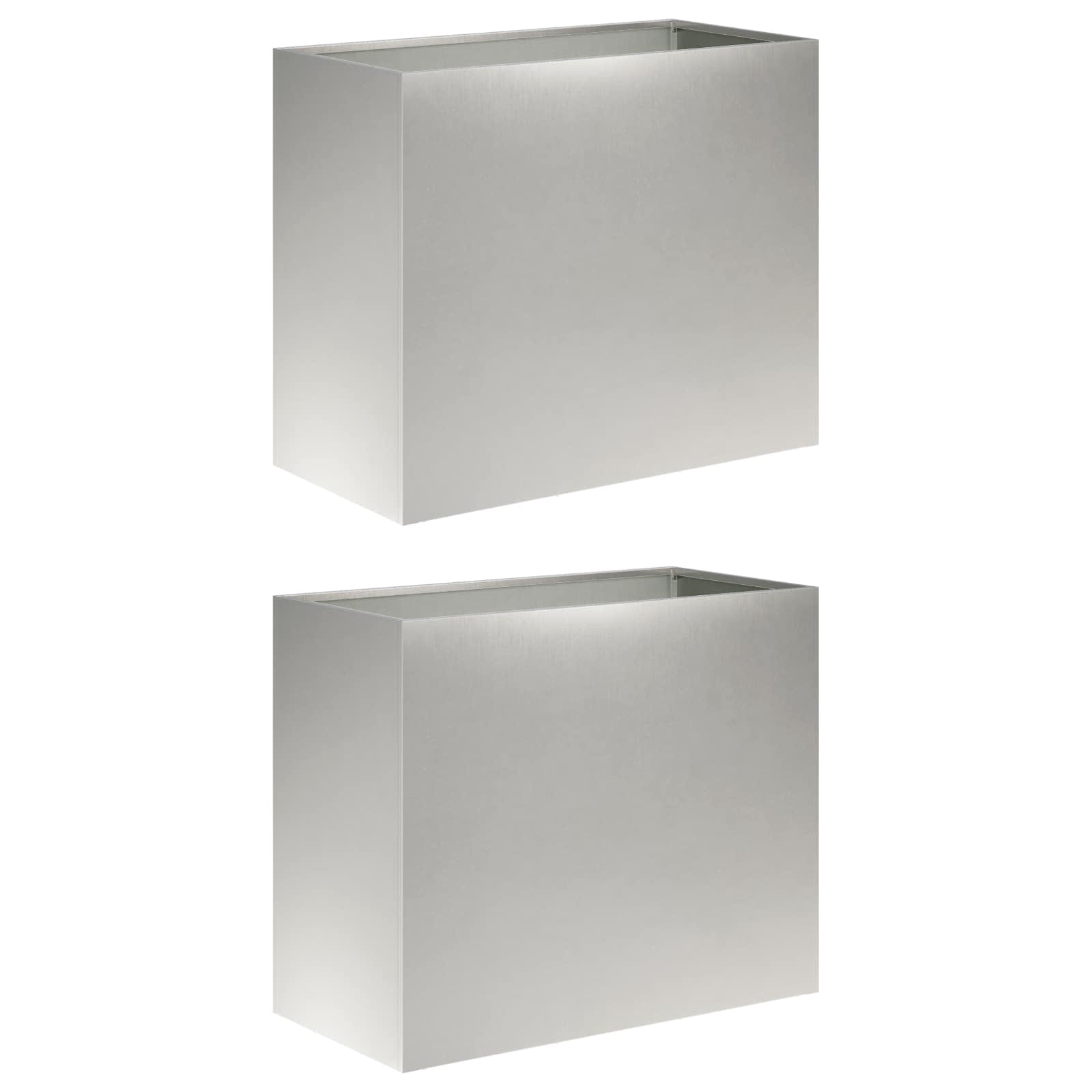 Kerti cserép 2 db ezüst 60 x 30 x 50 cm rozsdamentes acél