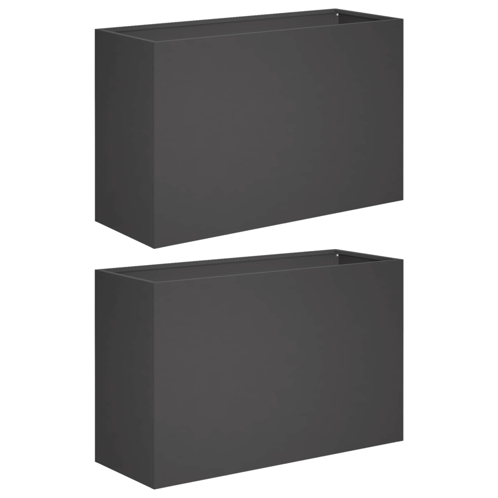 Kerti cserép 2 db fekete 80 x 30 x 50 cm hidegen hengerelt acél