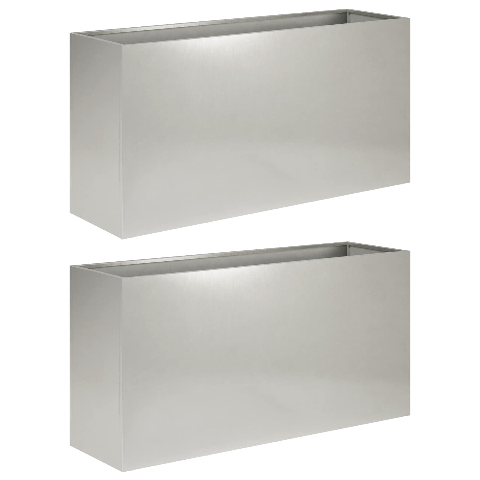 Kerti cserép 2 db ezüst 100 x 30 x 40 cm rozsdamentes acél