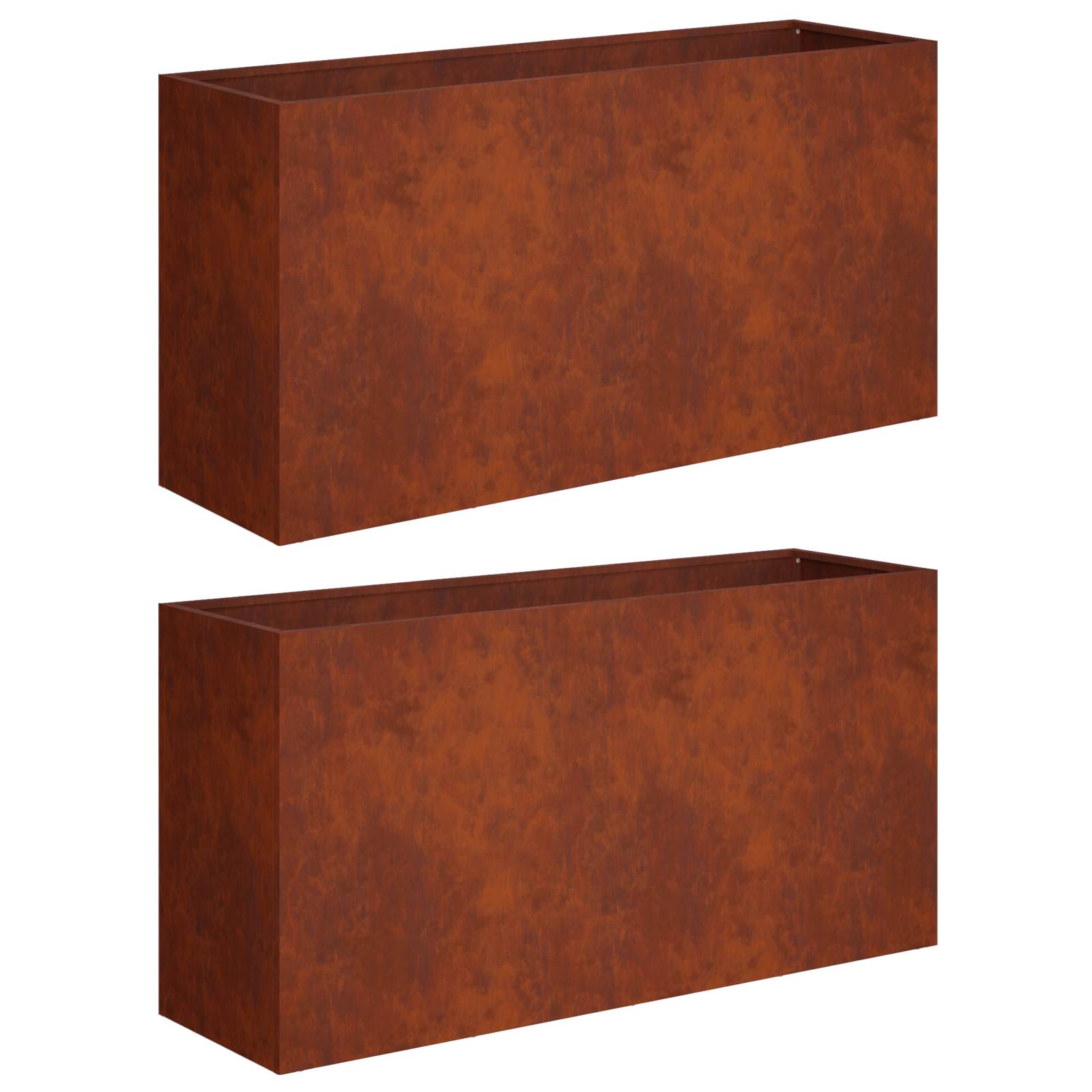 Kerti cserép 2 db rozsdás 100 x 30 x 40 cm időjárásálló acél