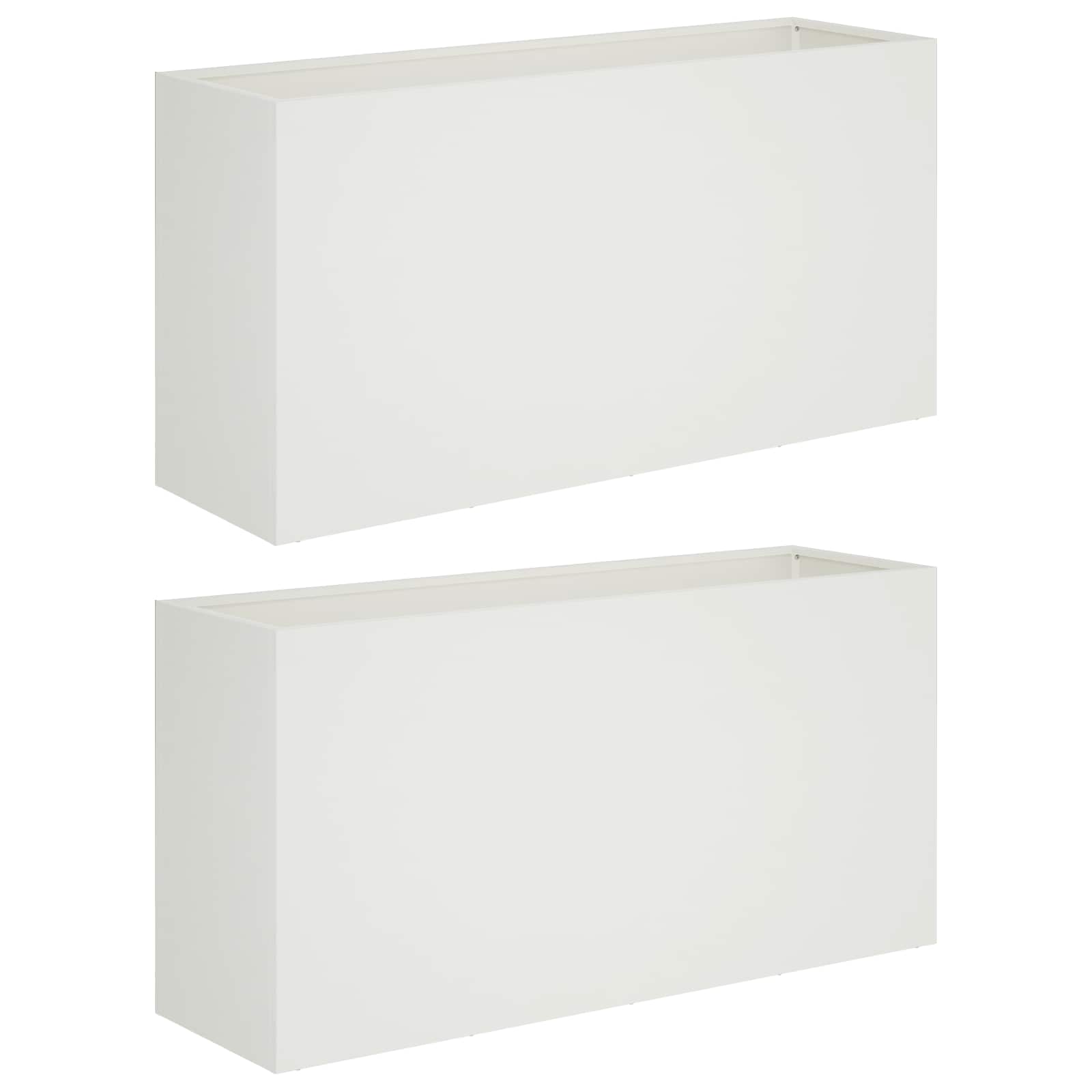 Kerti cserép 2 db fehér 100 x 30 x 50 cm hidegen hengerelt acél