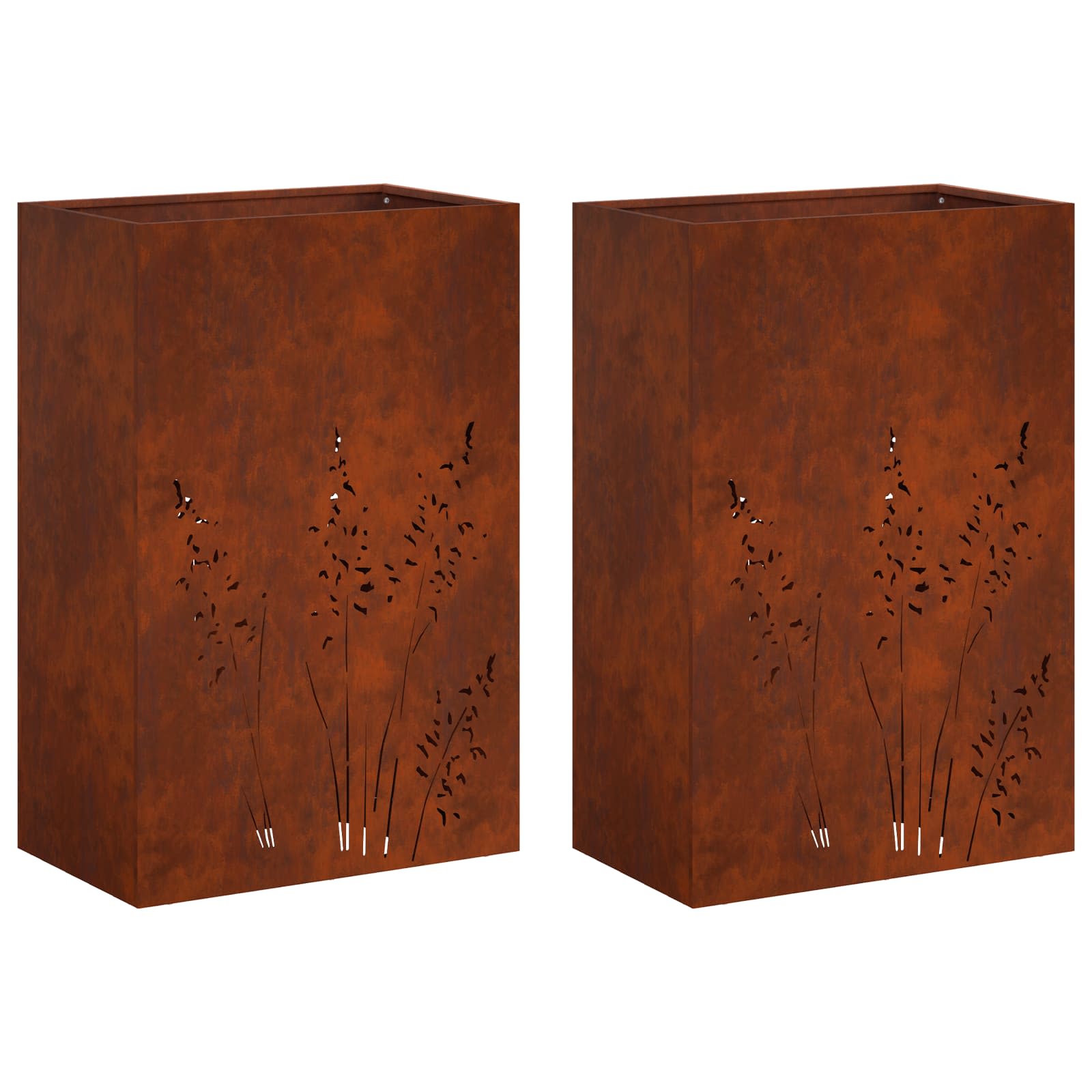 Kerti cserép 2 db rozsdás 50 x 30 x 75 cm időjárásálló acél