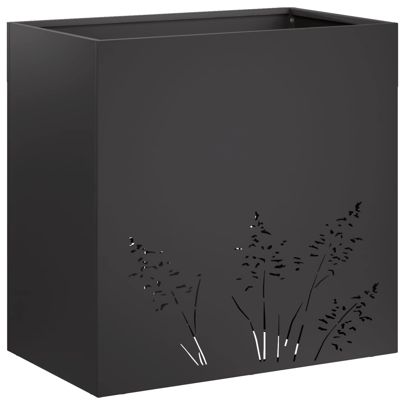 Kerti cserép 2 db fekete 50 x 30 x 49 cm hidegen hengerelt acél