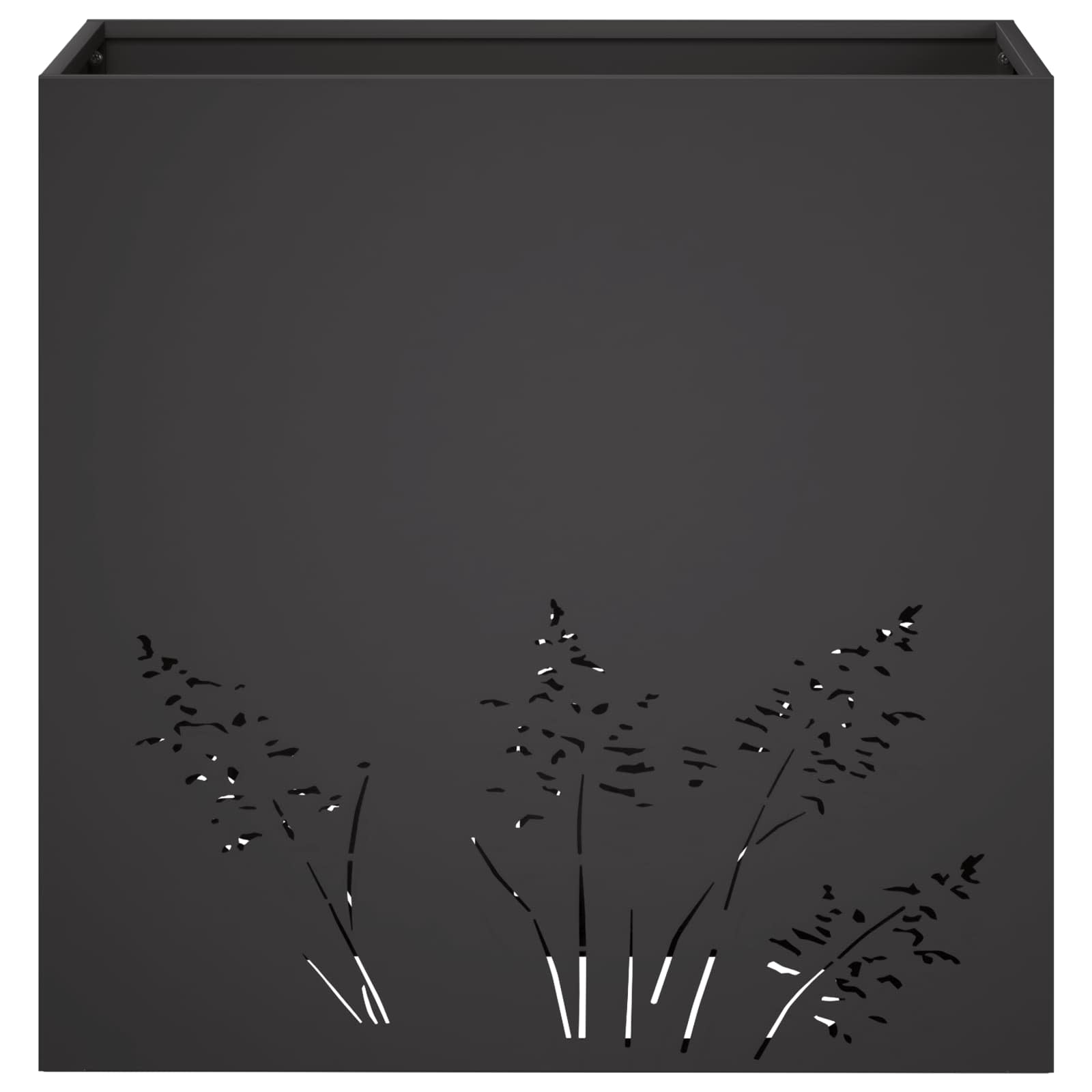 Kerti cserép 2 db fekete 50 x 30 x 49 cm hidegen hengerelt acél