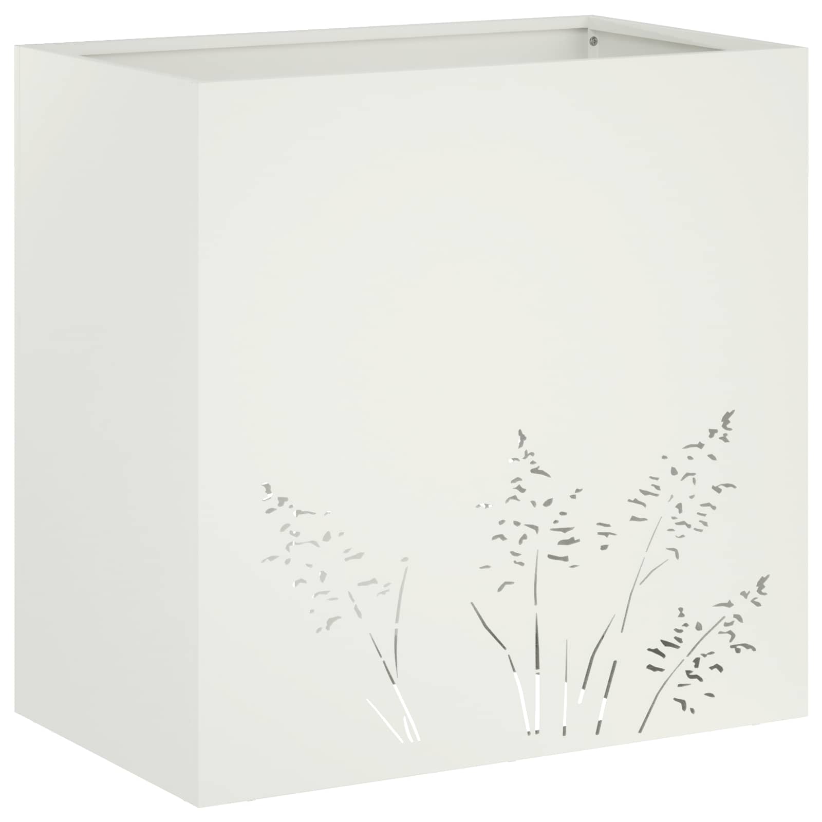 Kerti cserép 2 db fehér 50 x 30 x 49 cm hidegen hengerelt acél