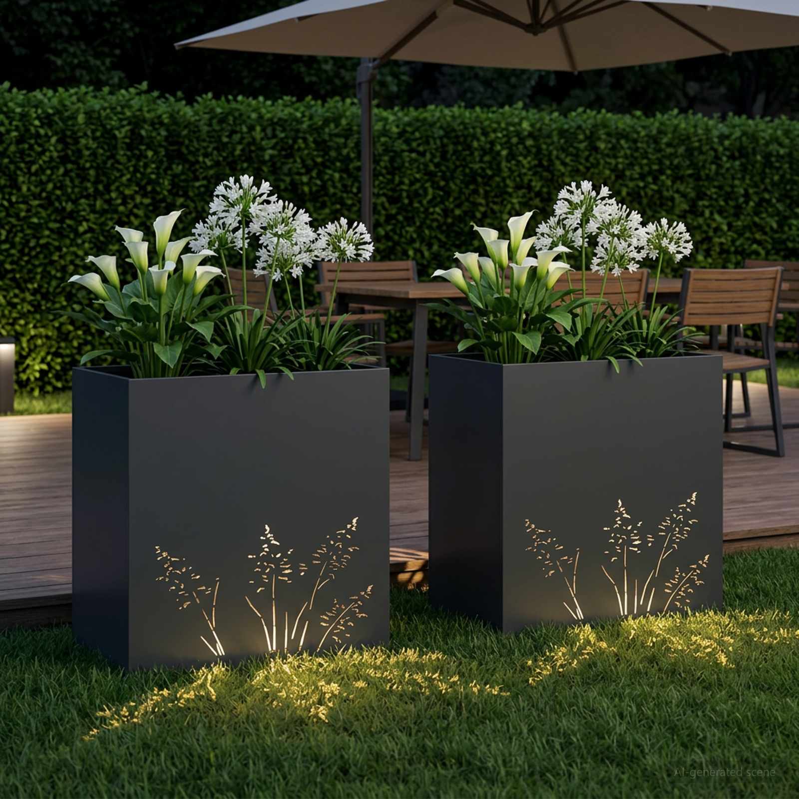 Kerti cserép 2 db antracitszürke 50 x 30 x 49 cm