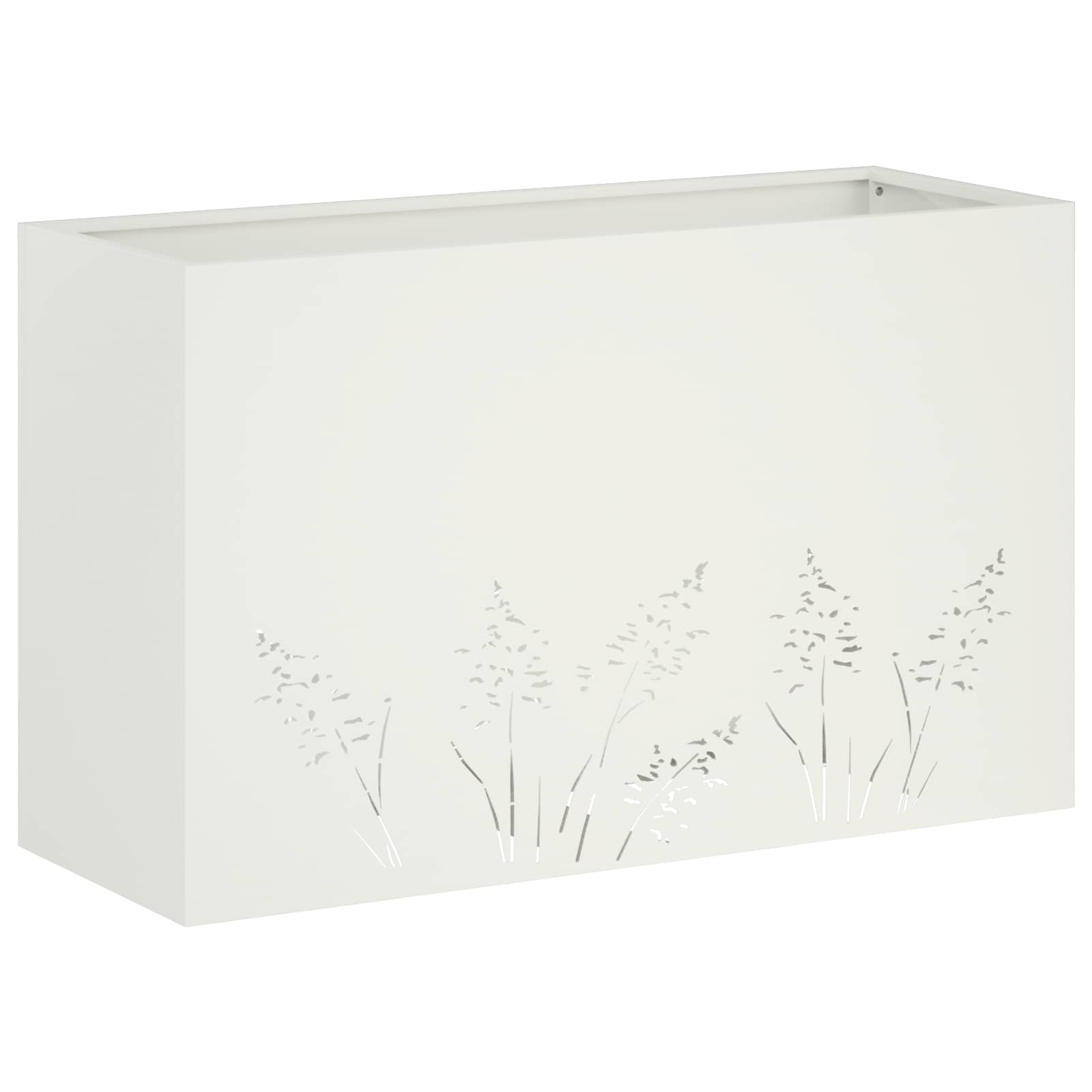 Kerti cserép 2 db fehér 80 x 20 x 49 cm hidegen hengerelt acél