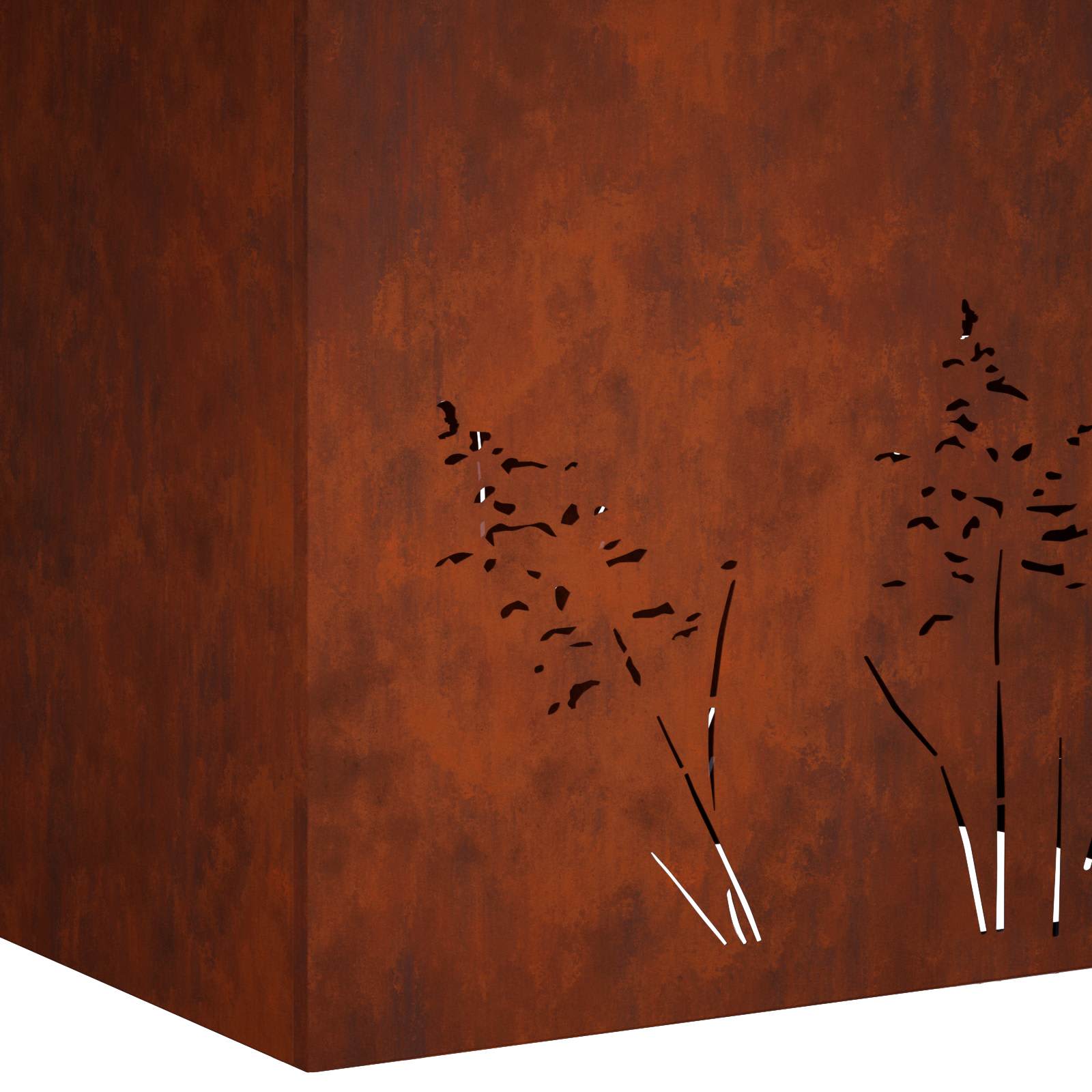 Kerti cserép rozsdás 80 x 20 x 49 cm időjárásálló acél