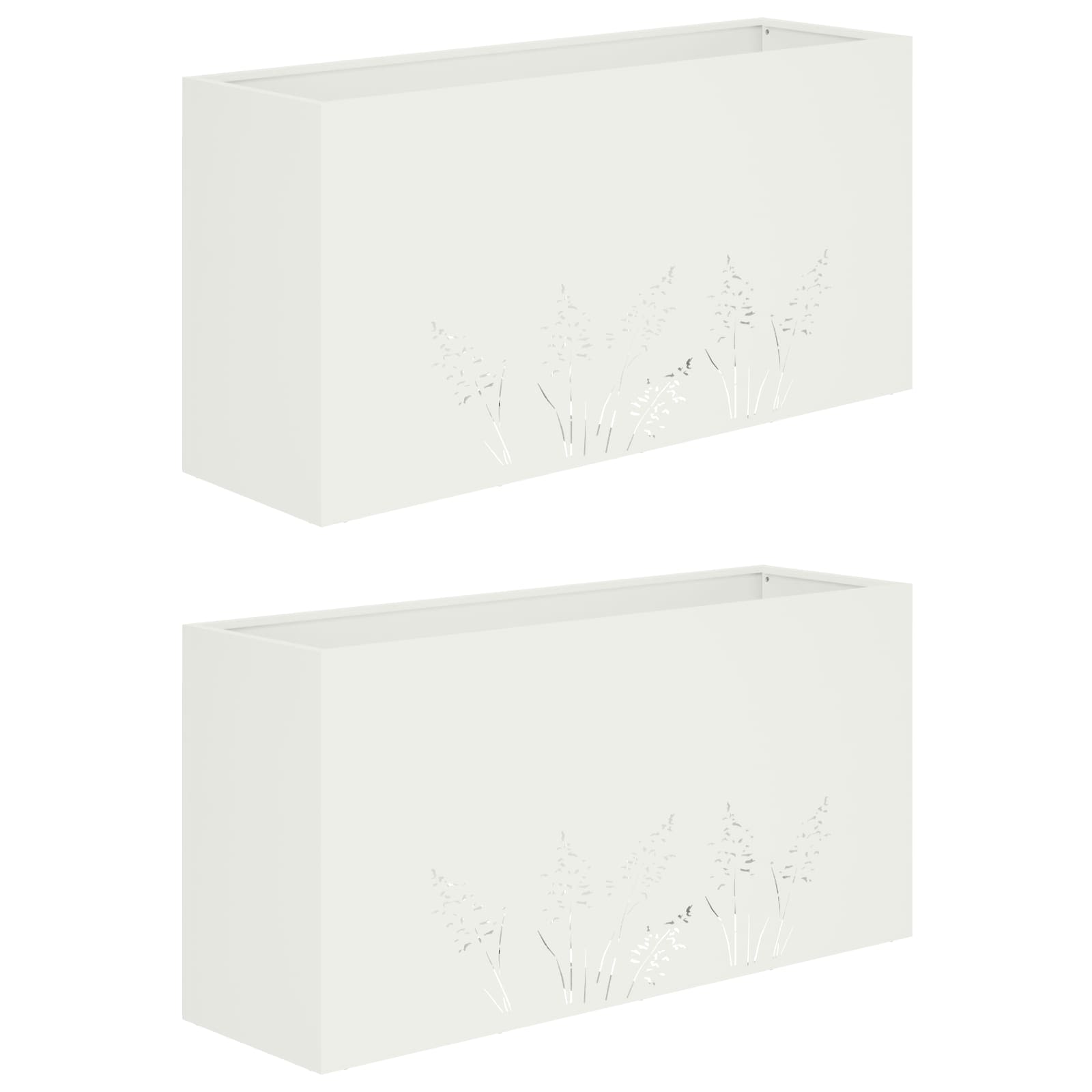 Kerti cserép 2 db fehér 100 x 20 x 49 cm hidegen hengerelt acél