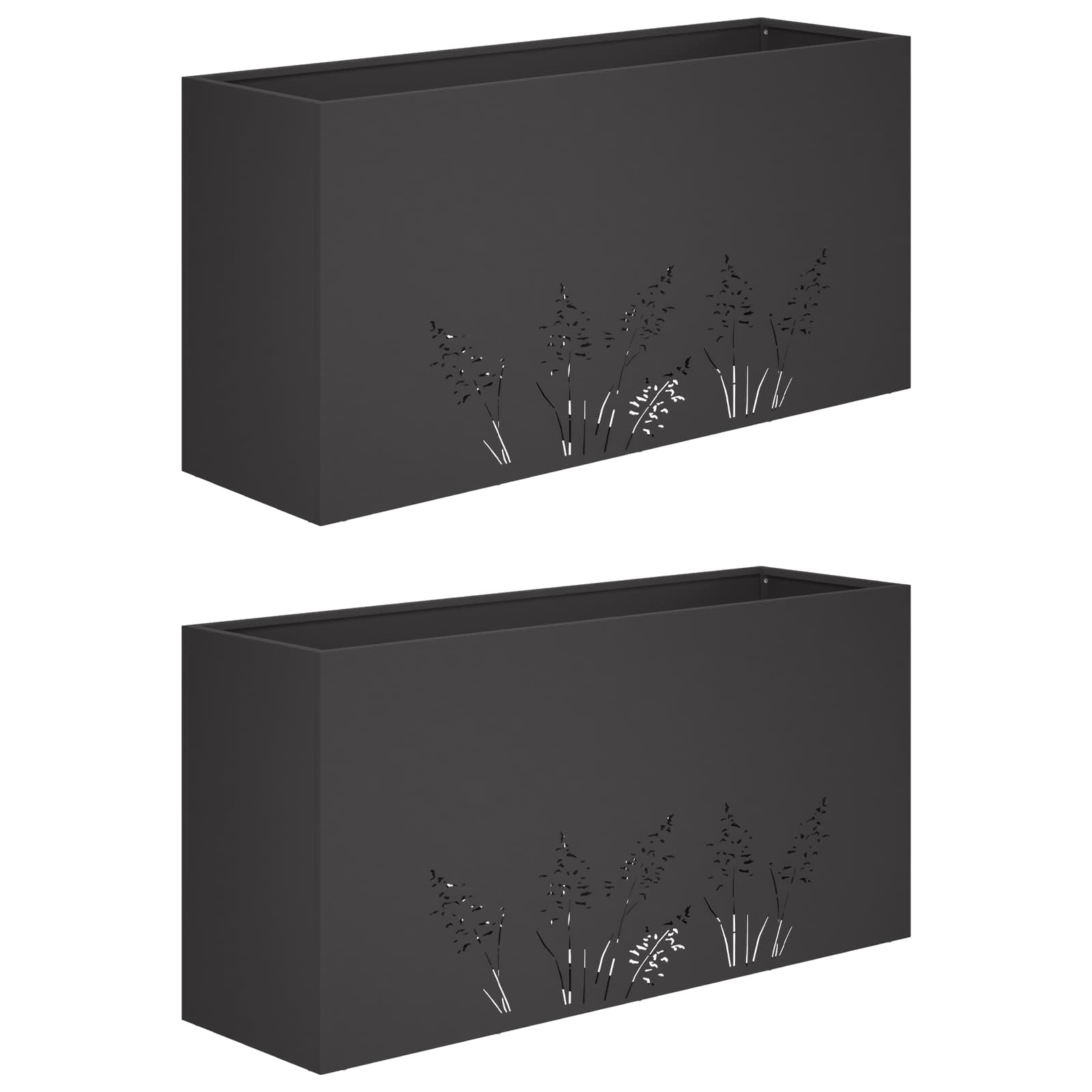 Kerti cserép 2 db fekete 100 x 30 x 49 cm