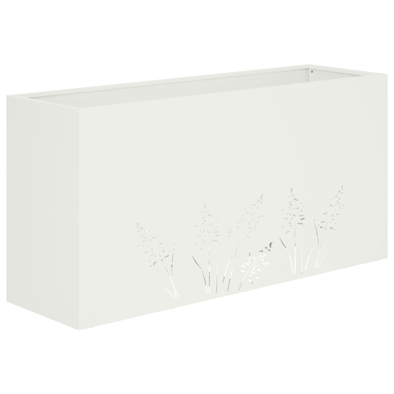 Kerti cserép 2 db fehér 100 x 30 x 49 cm hidegen hengerelt acél