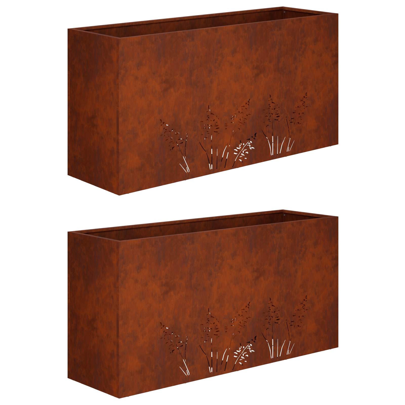 Kerti cserép 2 db rozsdás 100 x 30 x 49 cm időjárásálló acél