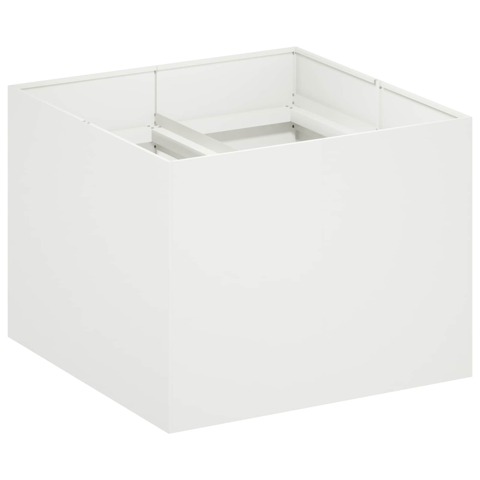 Kerti cserép fehér 80 x 80 x 60 cm hidegen hengerelt acél