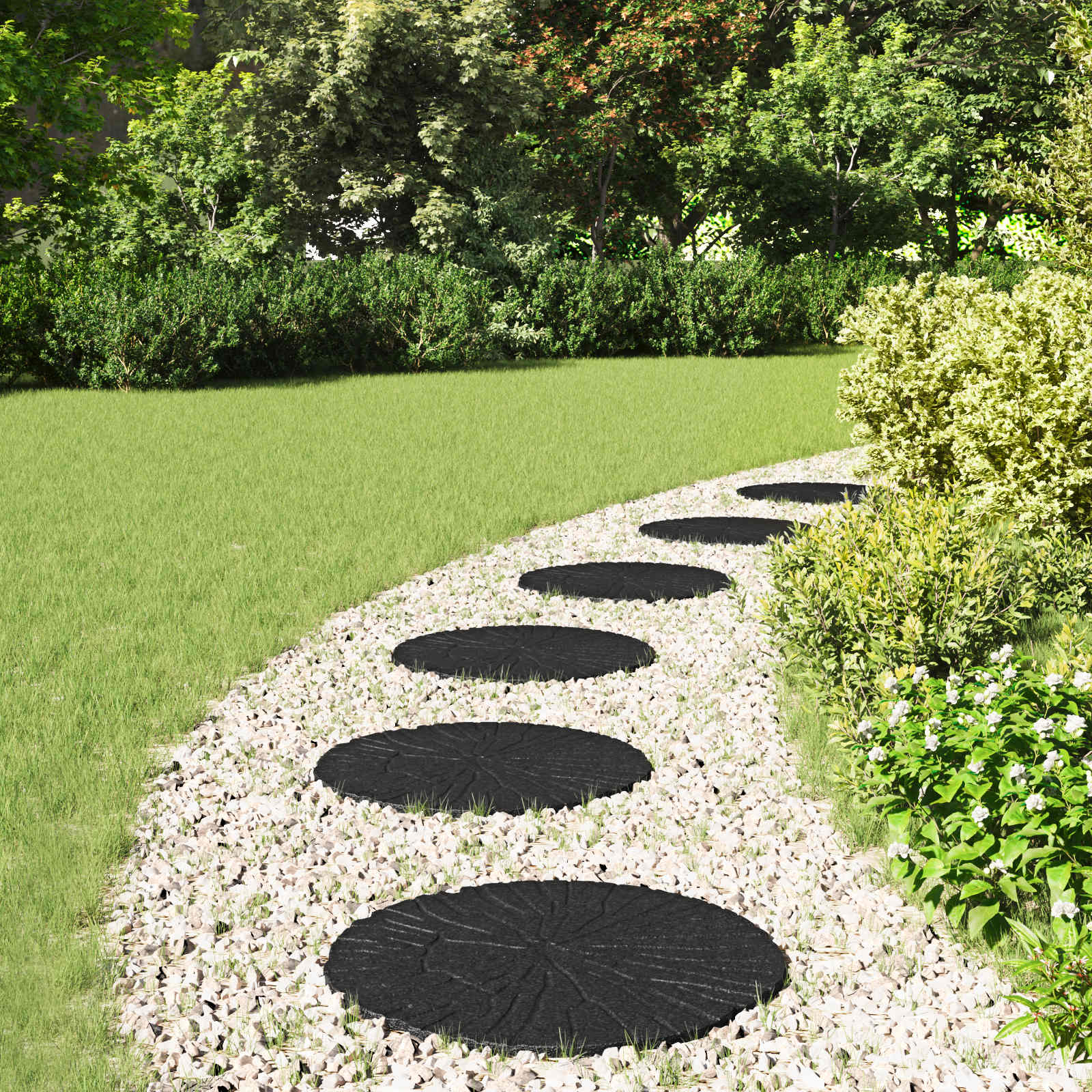 Lépőkő 6 pcs fekete ø 45 x 1,8 cm gumi