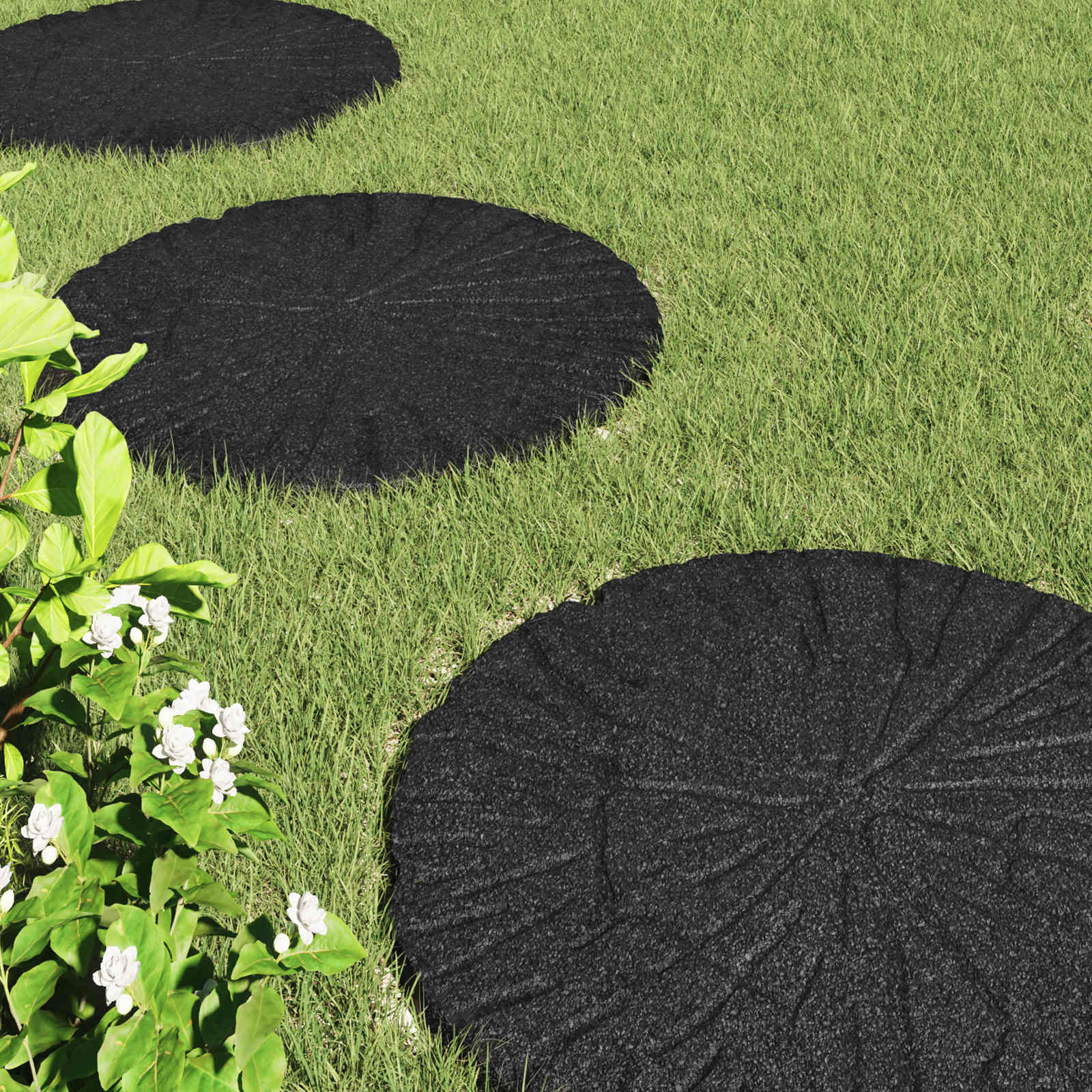 Lépőkő 6 pcs fekete ø 45 x 1,8 cm gumi