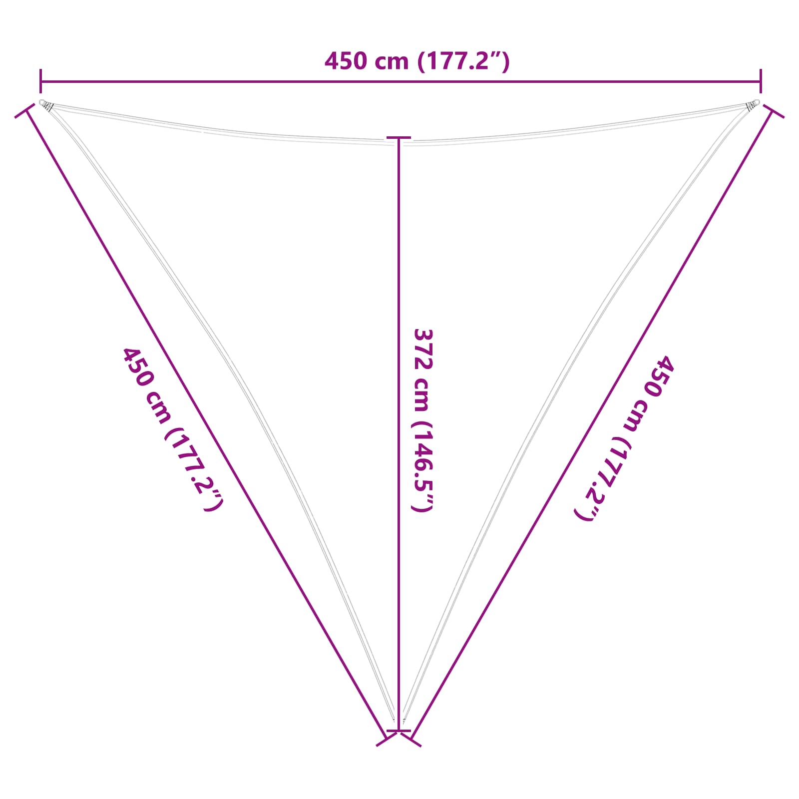 Kültéri napernyő vászon 4,5 x 4,5 x 4,5 m