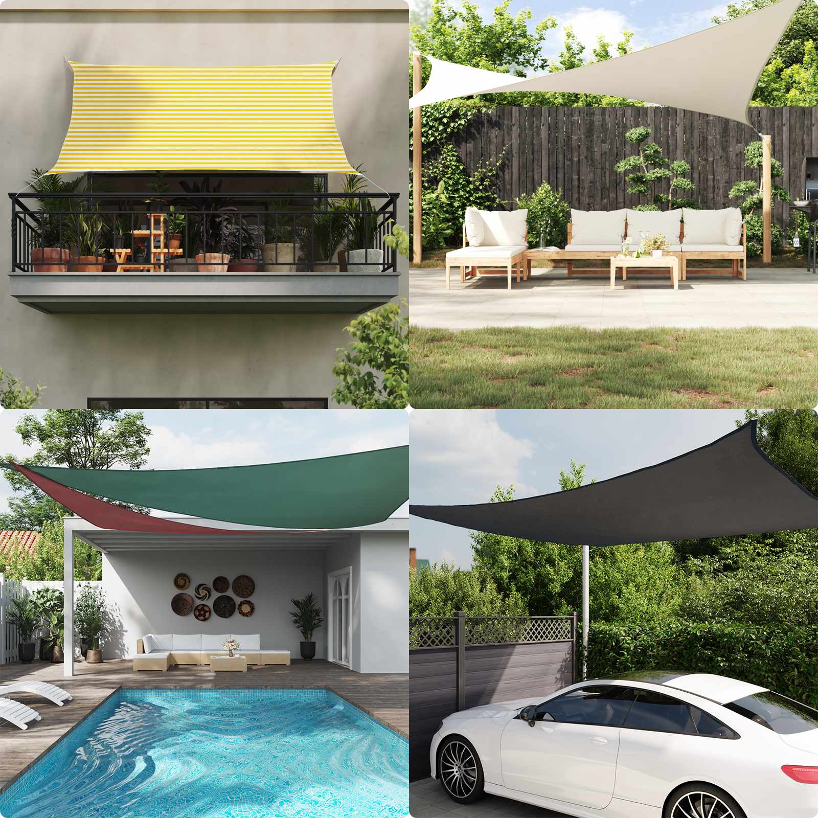 Kültéri napernyő vászon 6 x 6 x 6 m 100% poliészter oxford