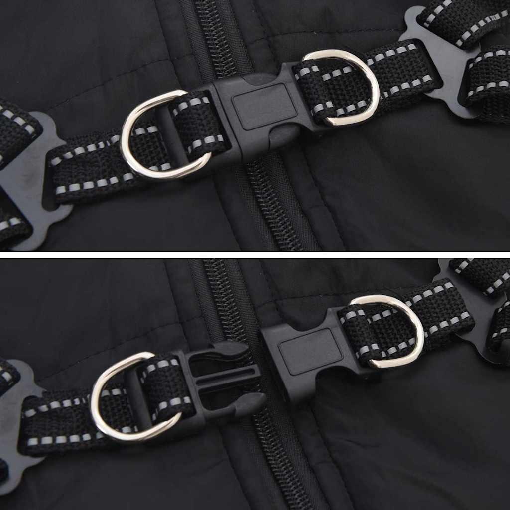 Kutya kabát hámmal fekete l terepmintás gyapjú és poliészter