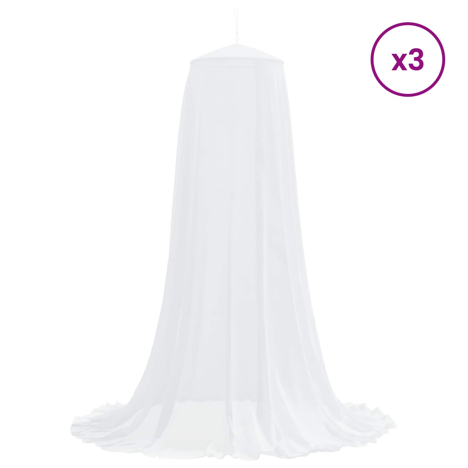 Szúnyogháló ágyhoz 3 pcs 156 hálós fehér ø56 x 220 cm
