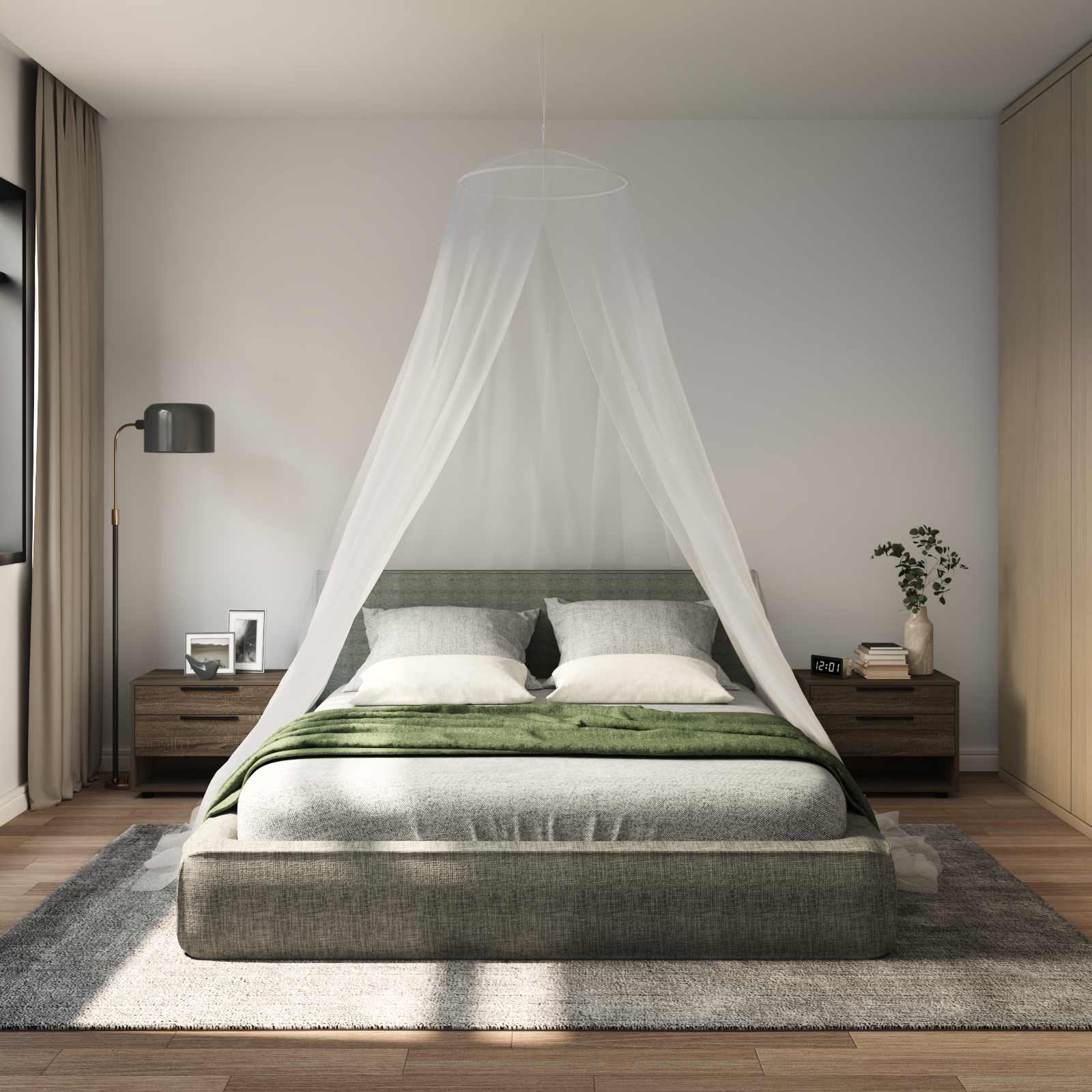 Szúnyogháló ágyhoz 3 pcs 156 hálós fehér ø56 x 220 cm