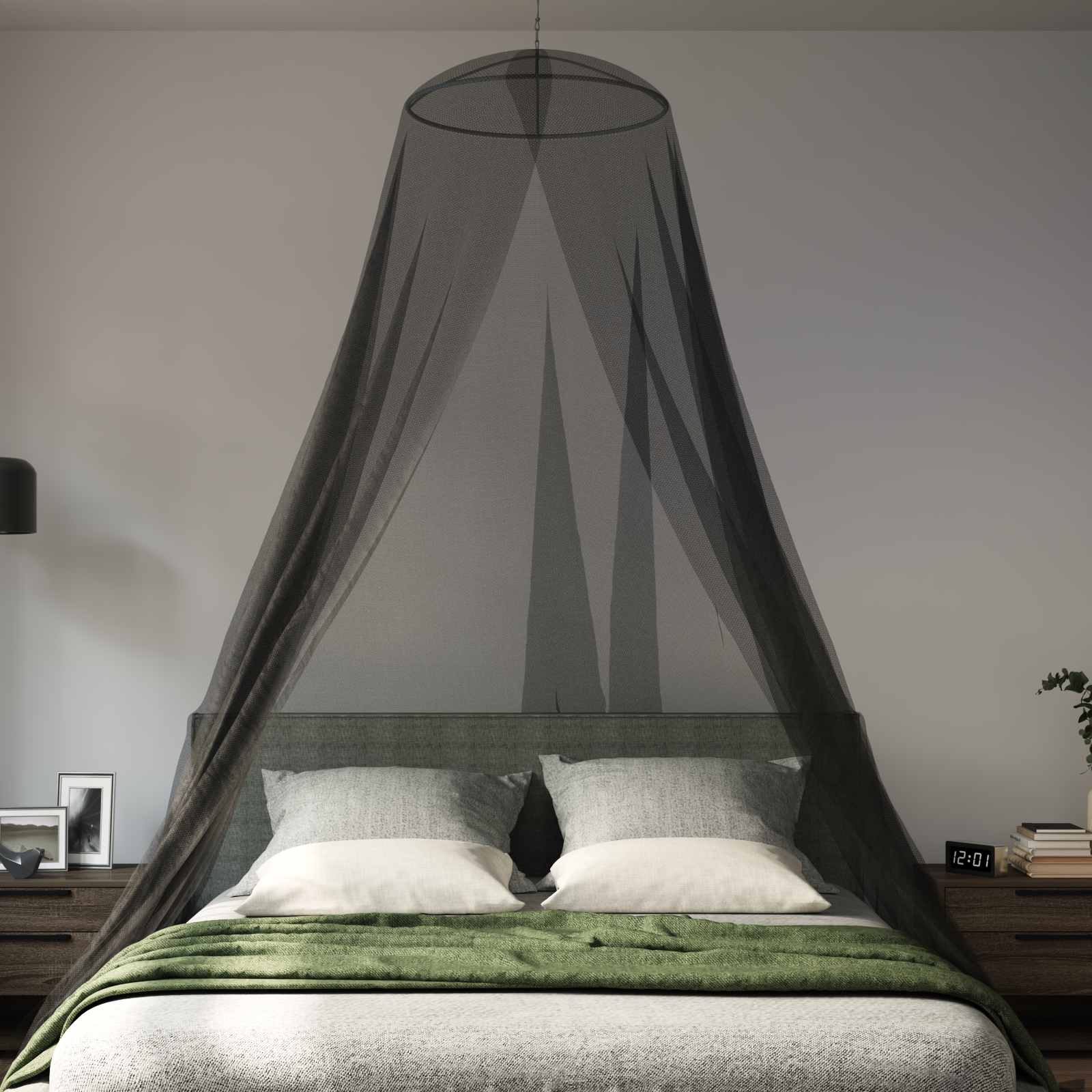 Szúnyogháló ágyhoz 3 pcs 156 hálós fekete ø56 x 220 cm