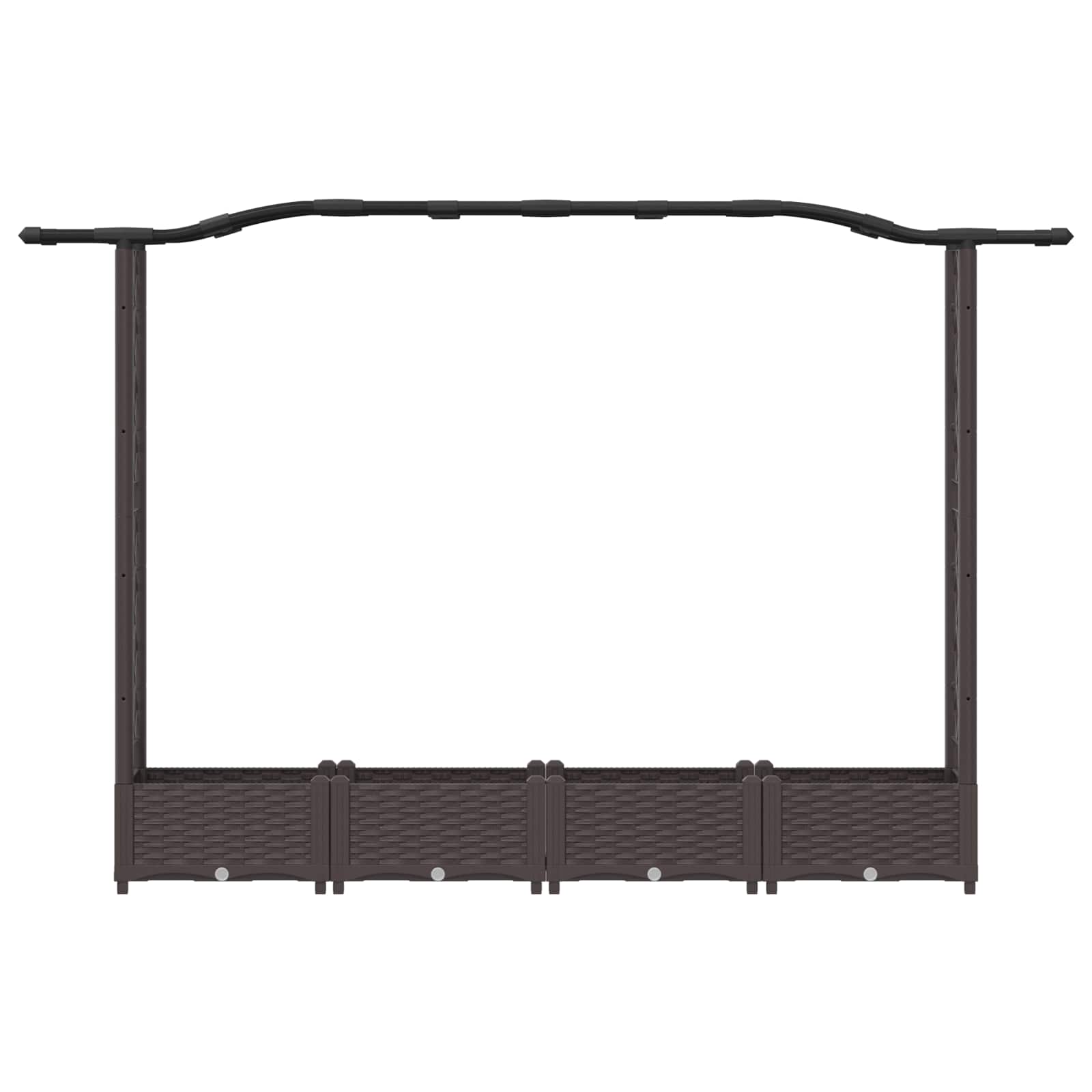Magasított ágy trellis-szel és tetővel barna 207 x 40 x 126 cm