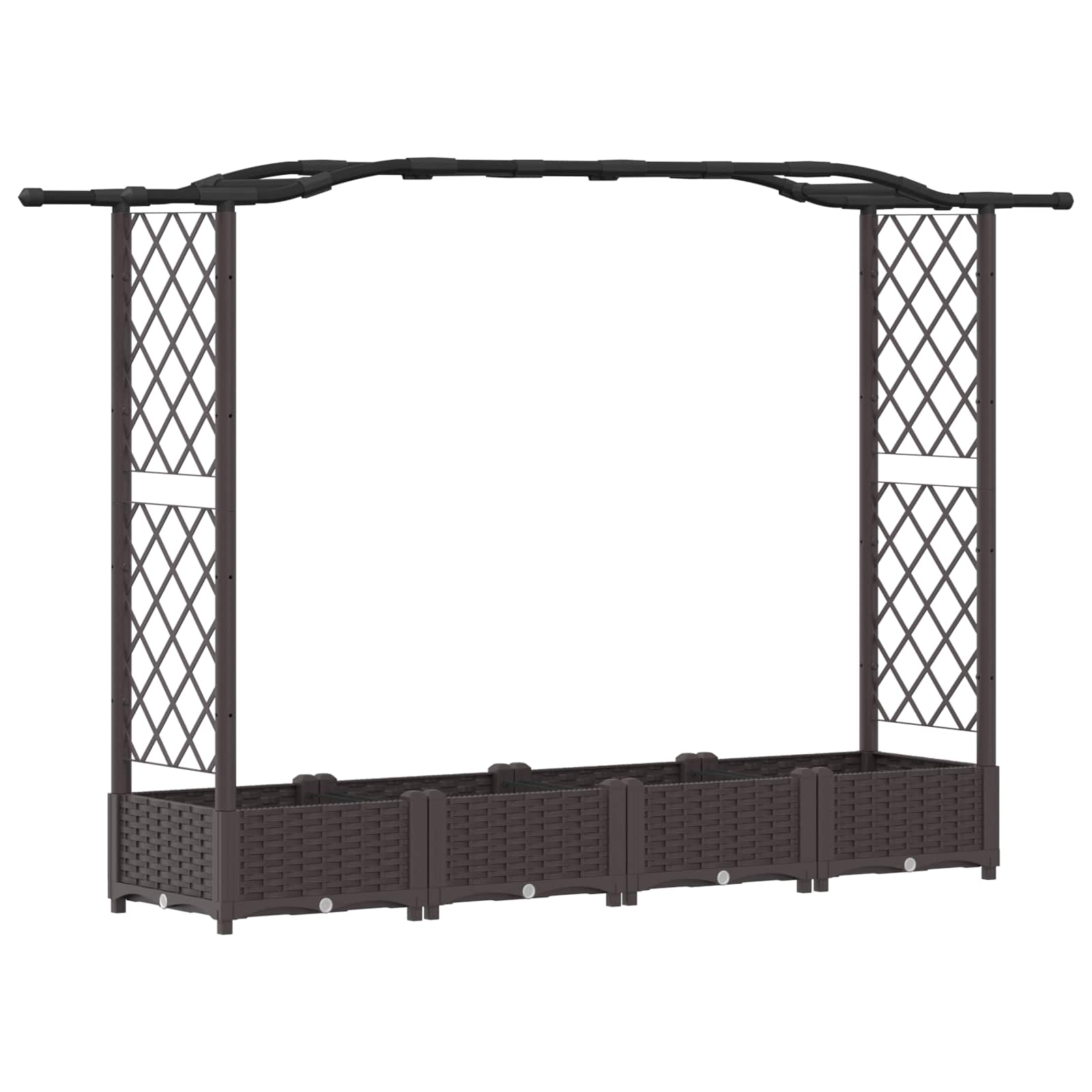 Magasított ágy trellis-szel és tetővel barna 207 x 40 x 126 cm