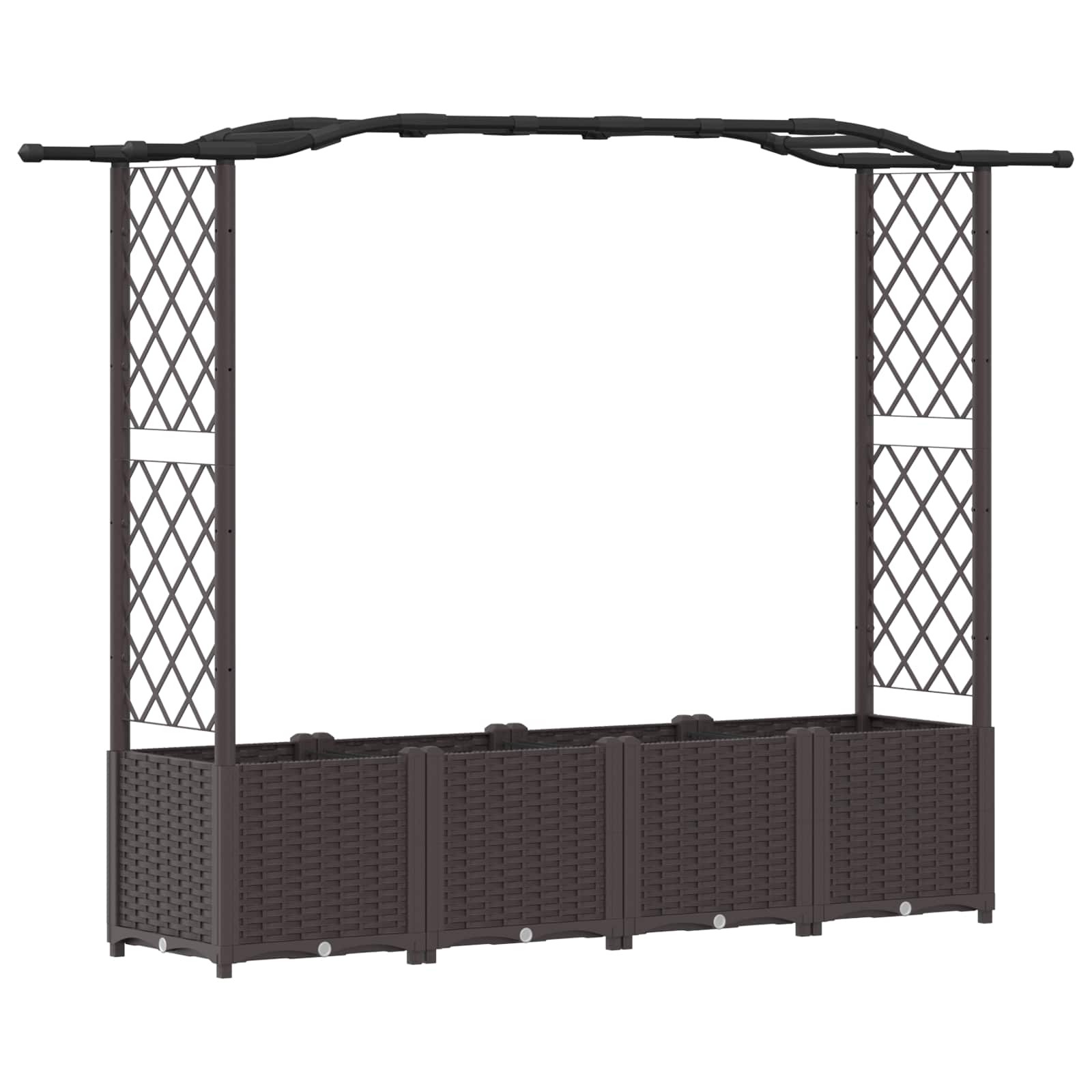 Magasított ágy trellis-szel és tetővel barna 204 x 40 x 141 cm