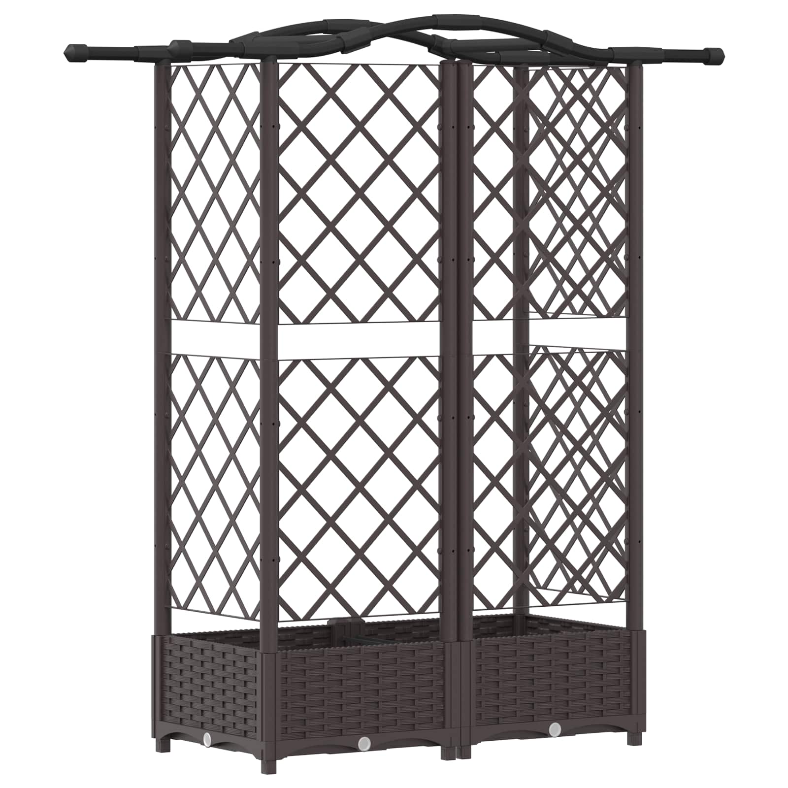 Magasított ágy trellis-szel és tetővel barna 124 x 40 x 126 cm