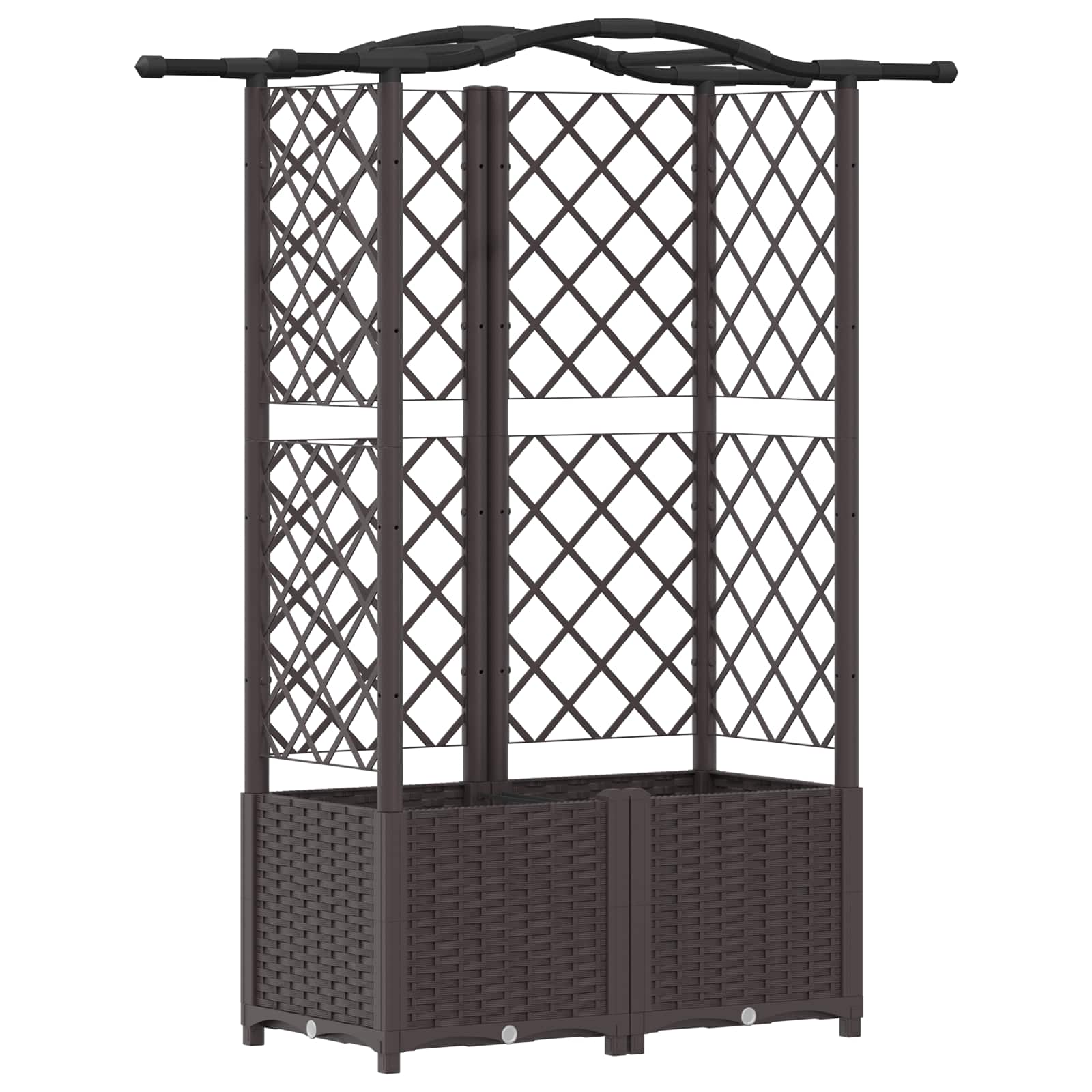 Magasított ágy trellis-szel és tetővel barna 122 x 40 x 141 cm
