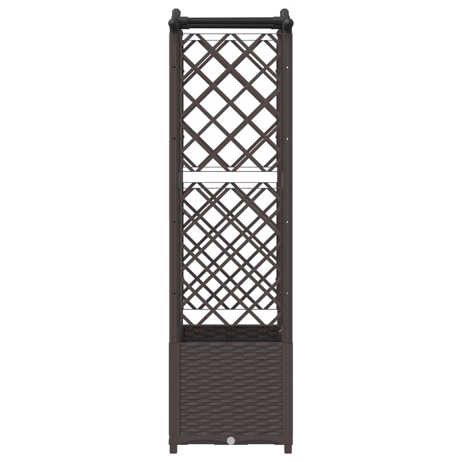 Magasított ágy trellis-szel és tetővel barna 122 x 40 x 141 cm