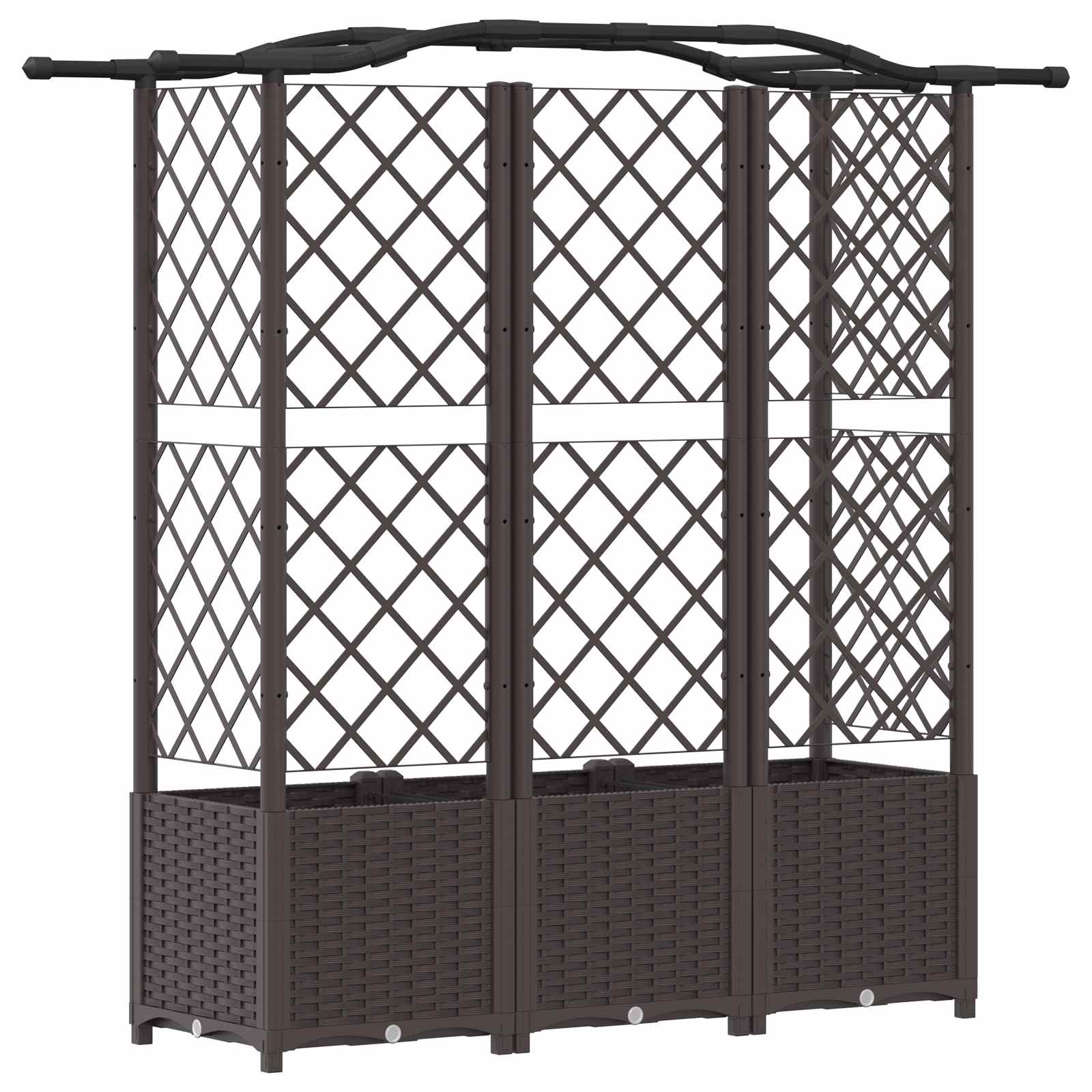 Magasított ágy trellis-szel és tetővel barna 163 x 40 x 141 cm