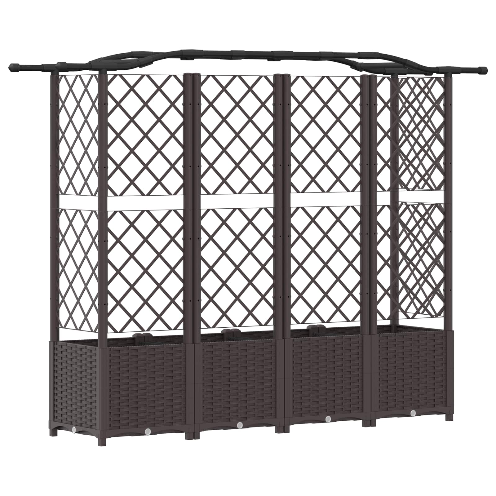 Magasított ágy trellis-szel és tetővel barna 204 x 40 x 141 cm