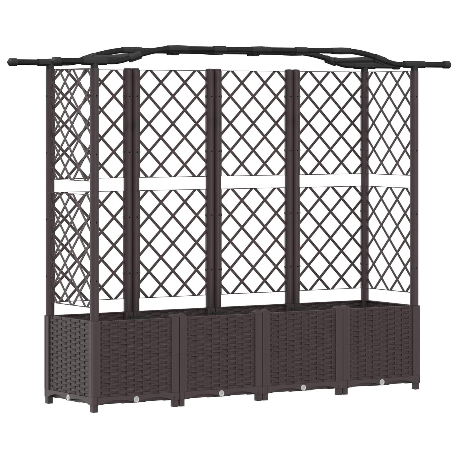 Magasított ágy trellis-szel és tetővel barna 204 x 40 x 141 cm