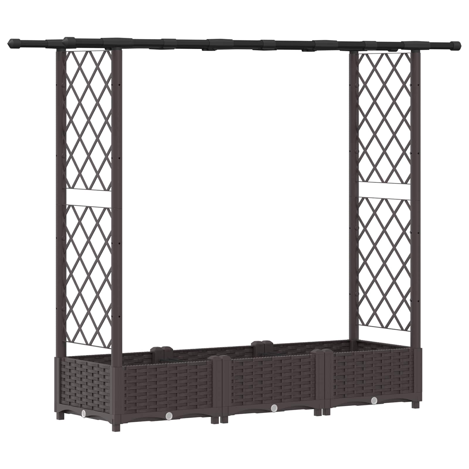 Magasított ágy trellis-szel és tetővel barna 164 x 40 x 123 cm
