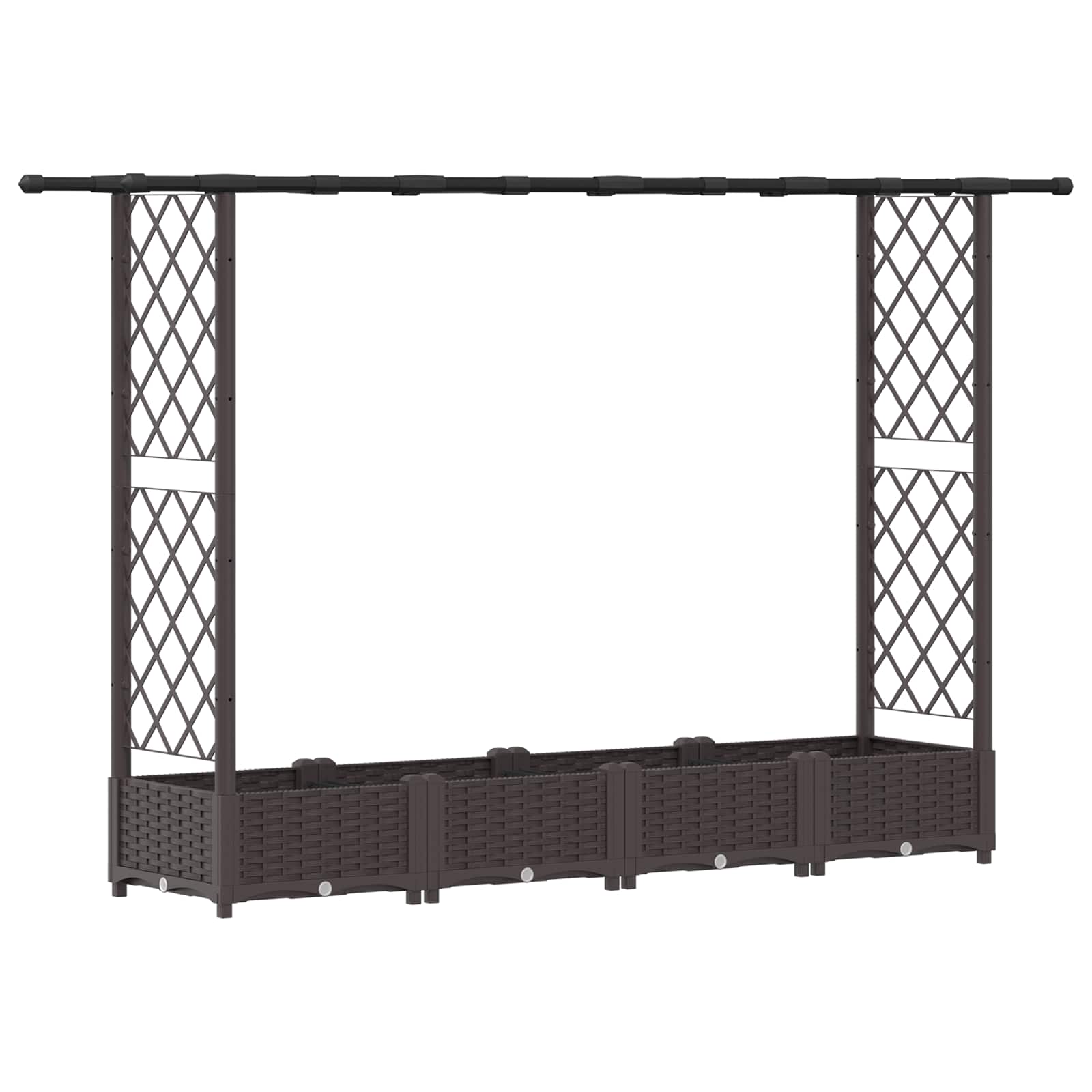Magasított ágy trellis-szel és tetővel barna 203 x 40 x 123 cm