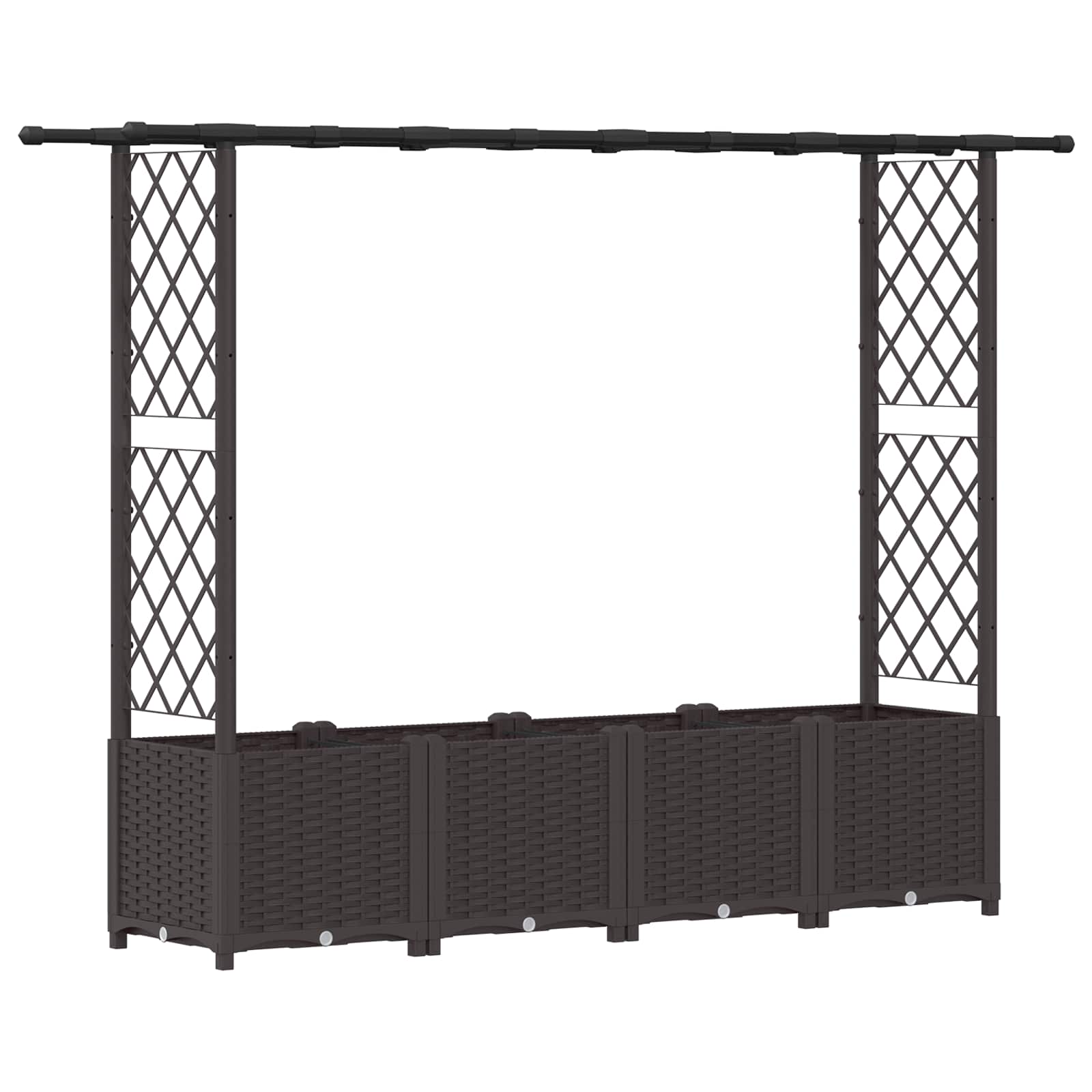 Magasított ágy trellis-szel és tetővel barna 203 x 40 x 138 cm