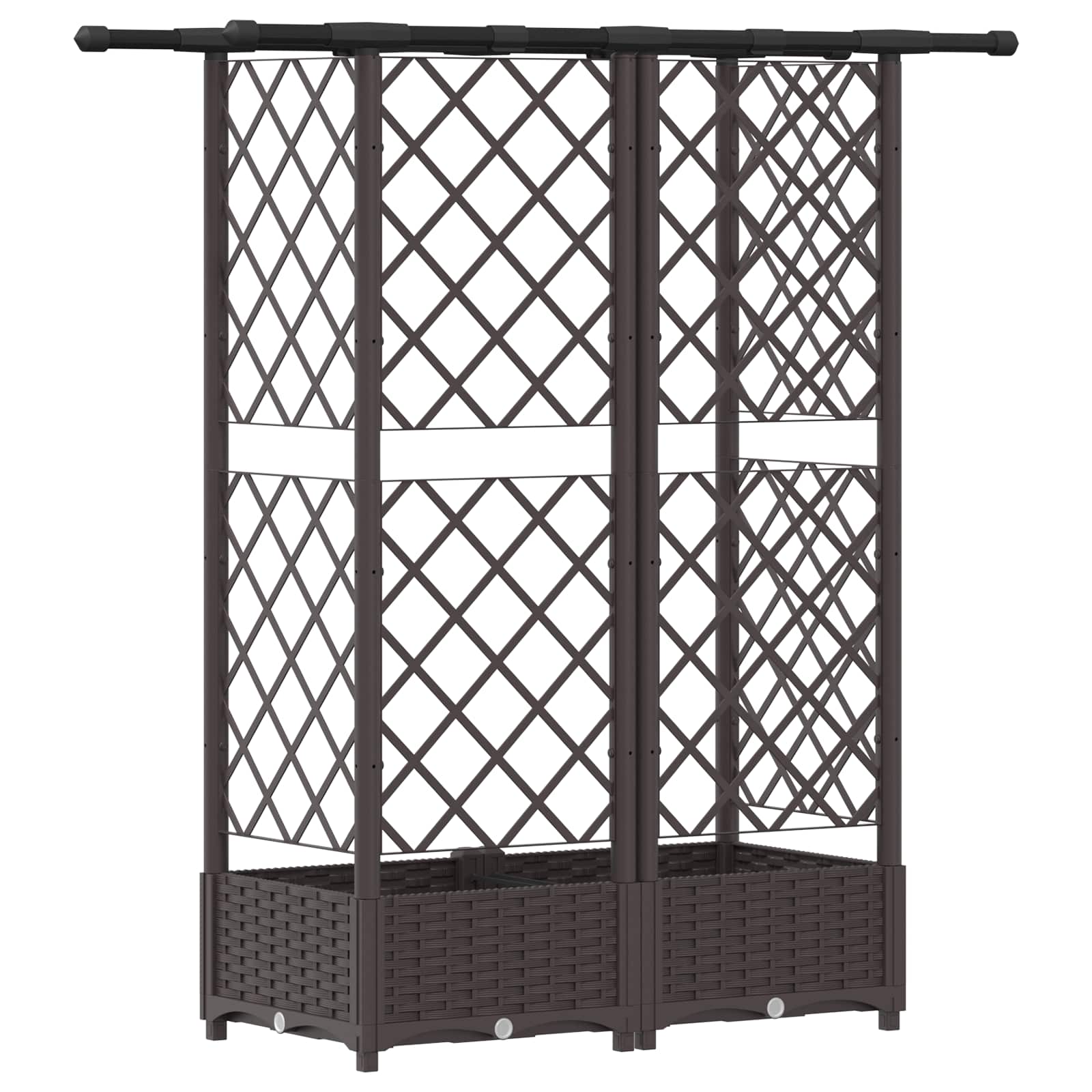 Magasított ágy trellis-szel és tetővel barna 124 x 40 x 123 cm