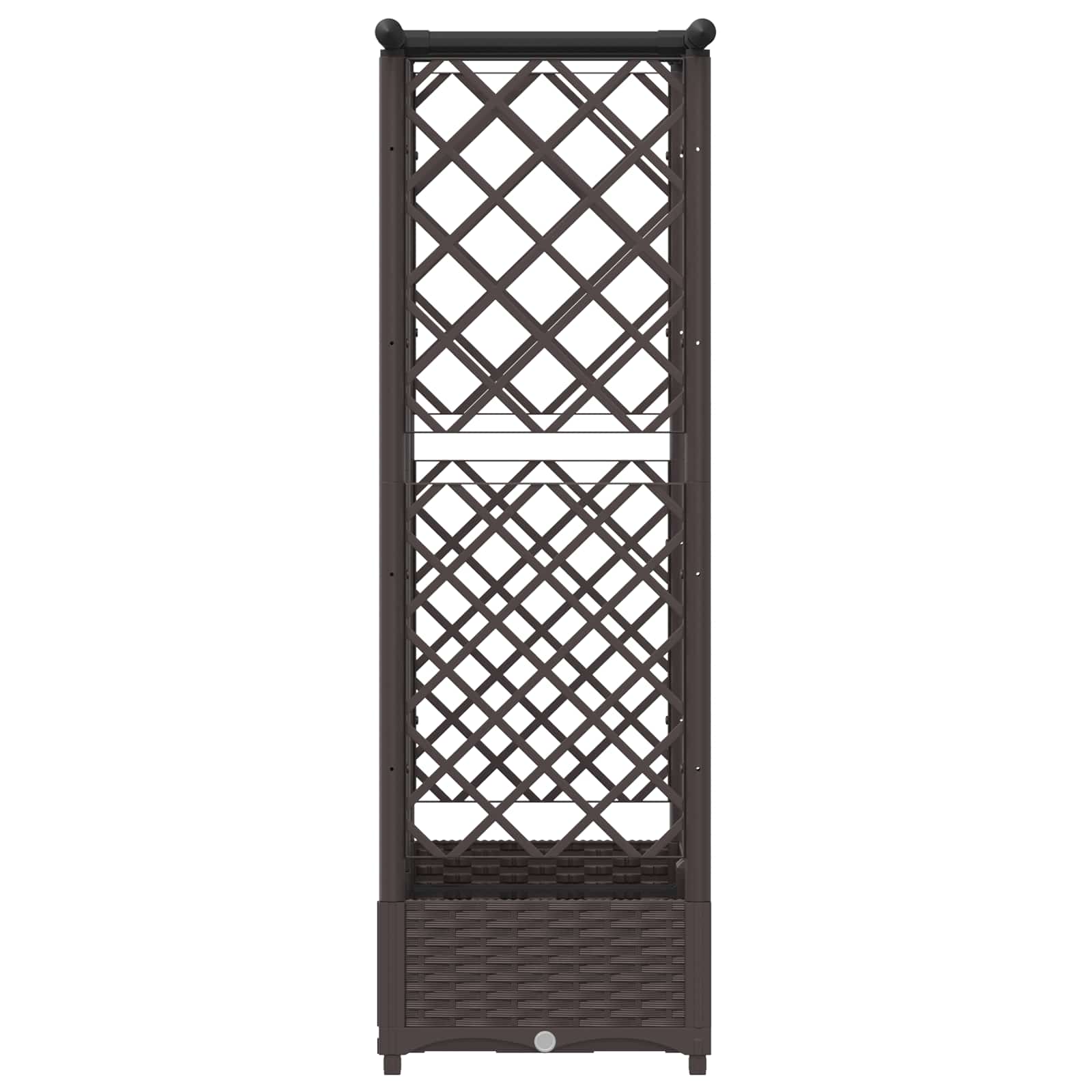 Magasított ágy trellis-szel és tetővel barna 124 x 40 x 123 cm