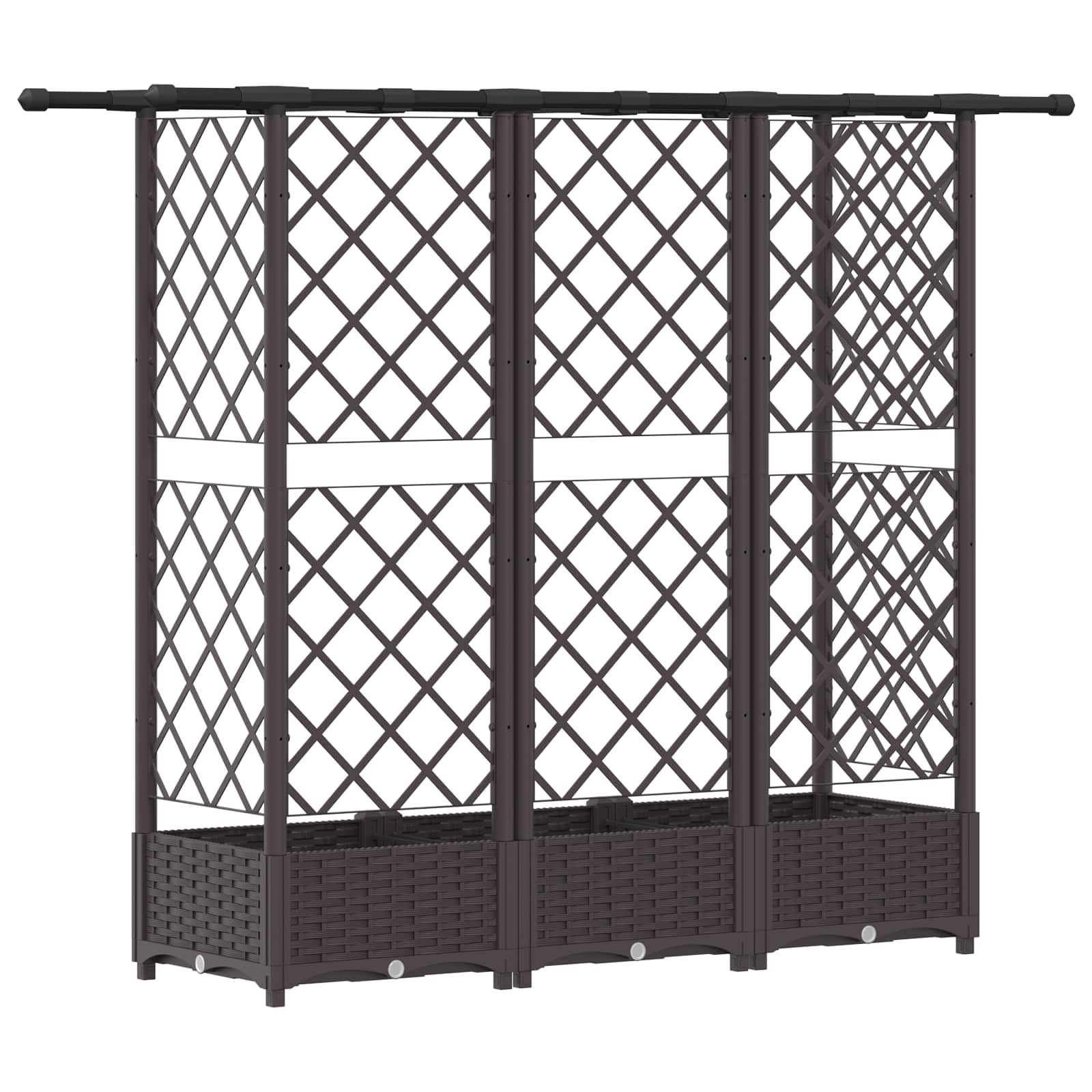 Magasított ágy trellis-szel és tetővel barna 164 x 40 x 123 cm